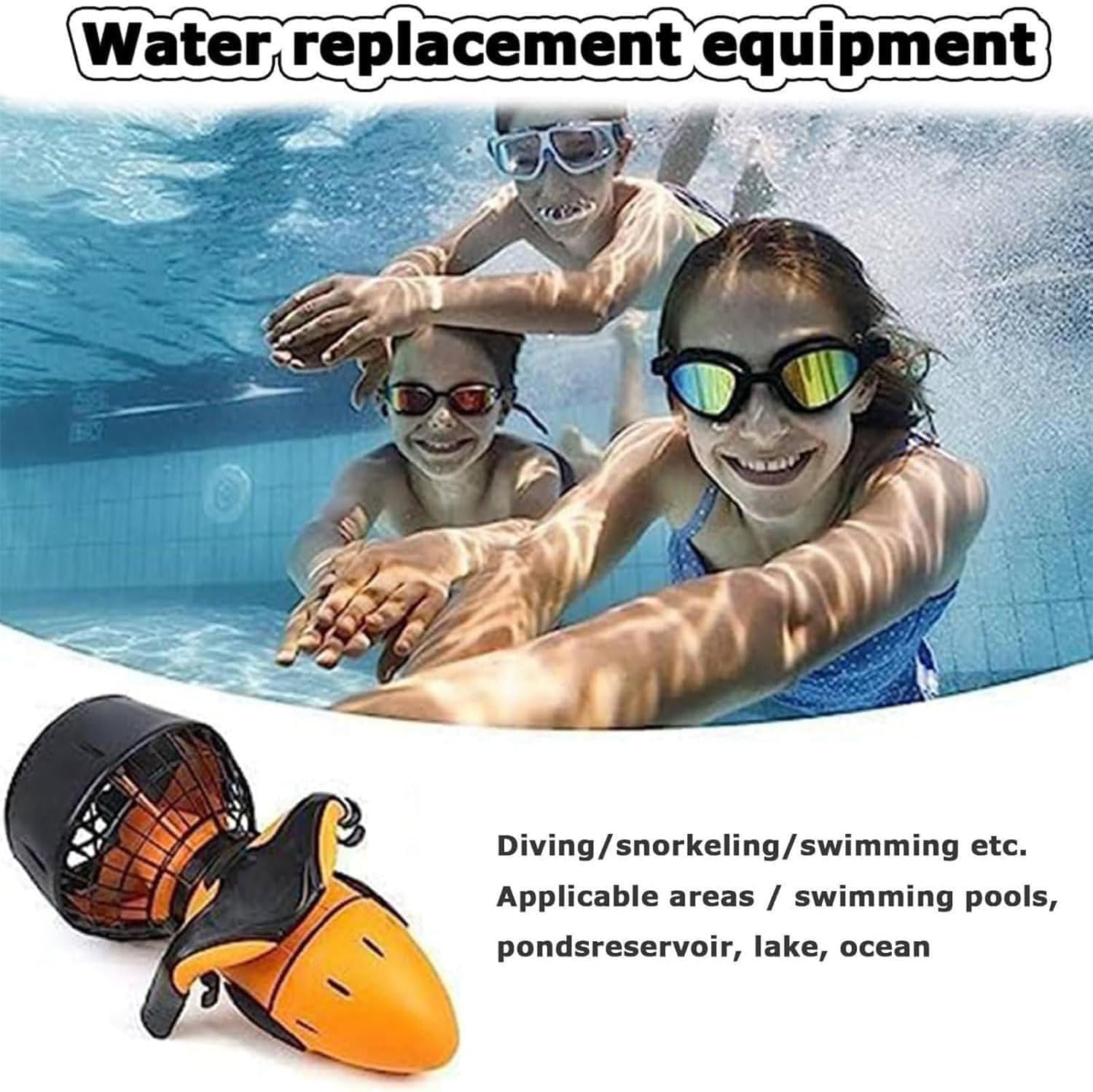 Set of underwater engine, underwater scooters, water scooters for adults and children, ultra battery life, underwater scooter for sea and swimming pool, snorkeling snorkeling, marine scooter, orange 8