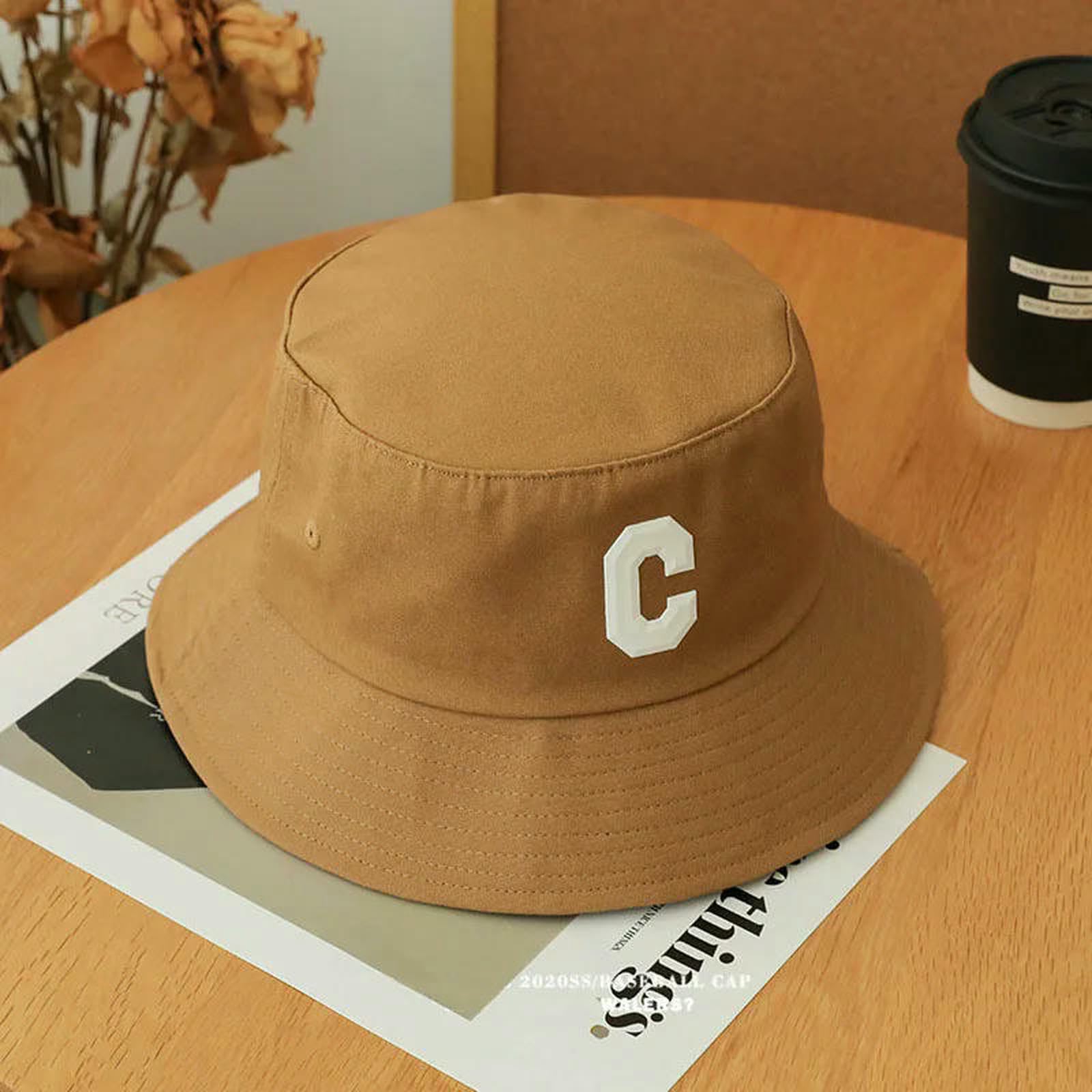 Kapelusz typu bucket duża głowa rozmiar na co dzień kapelusze wędkarskie dla mężczyzn bawełna litera C męska outdoorowa czapka wiosenna-9-xl (60 cm)