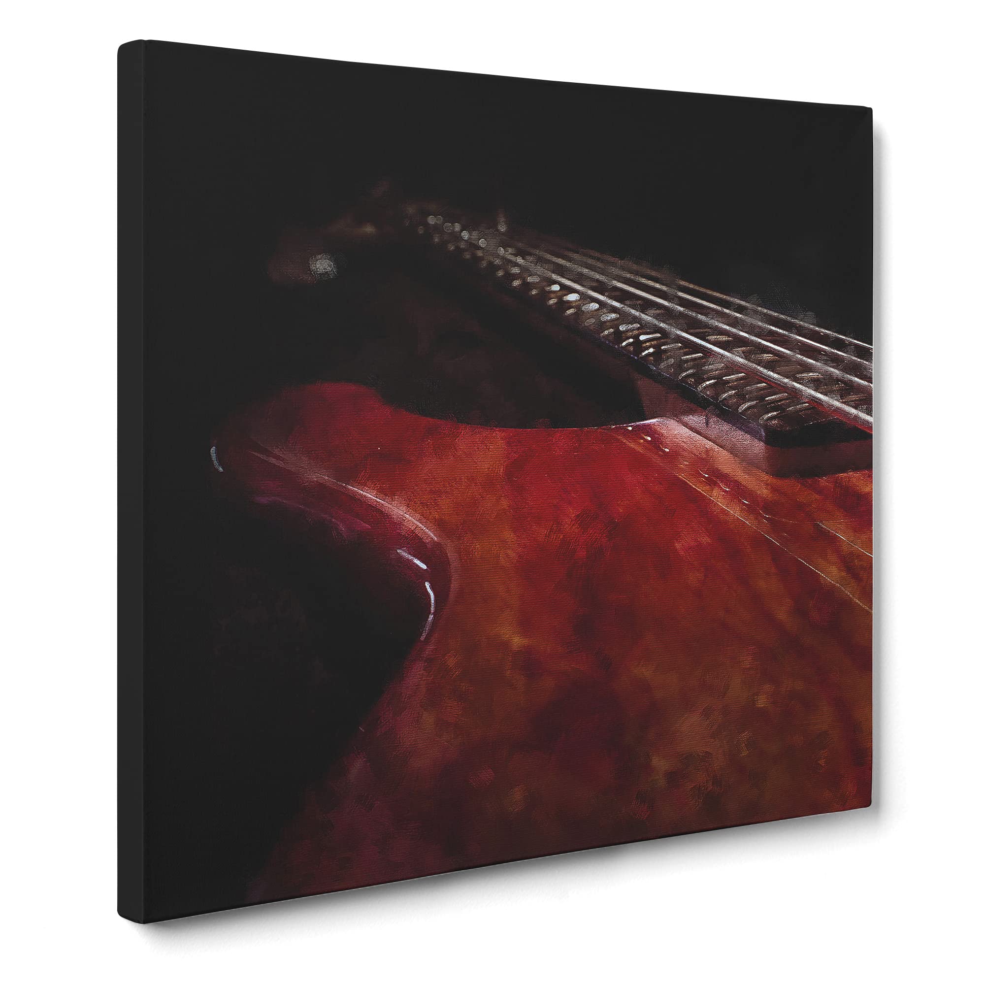 Cherry Red Bass Guitar Canvas Print, Mixed, 35L x 35W cm