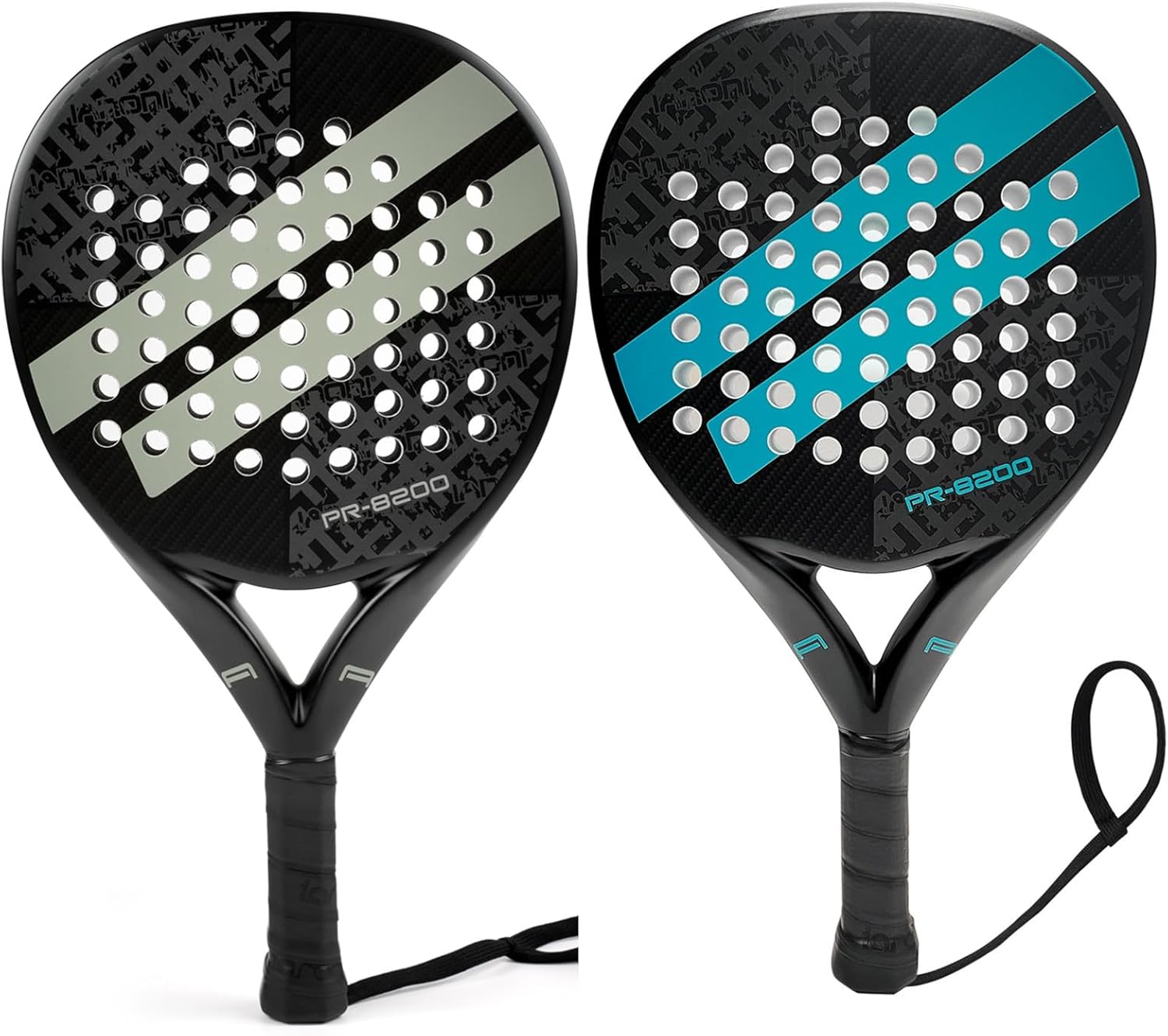 Juego de 2 raquetas de pádel con superficie de fibra de carbono EVA Memory Flex Núcleo de espuma de pádel ligeras