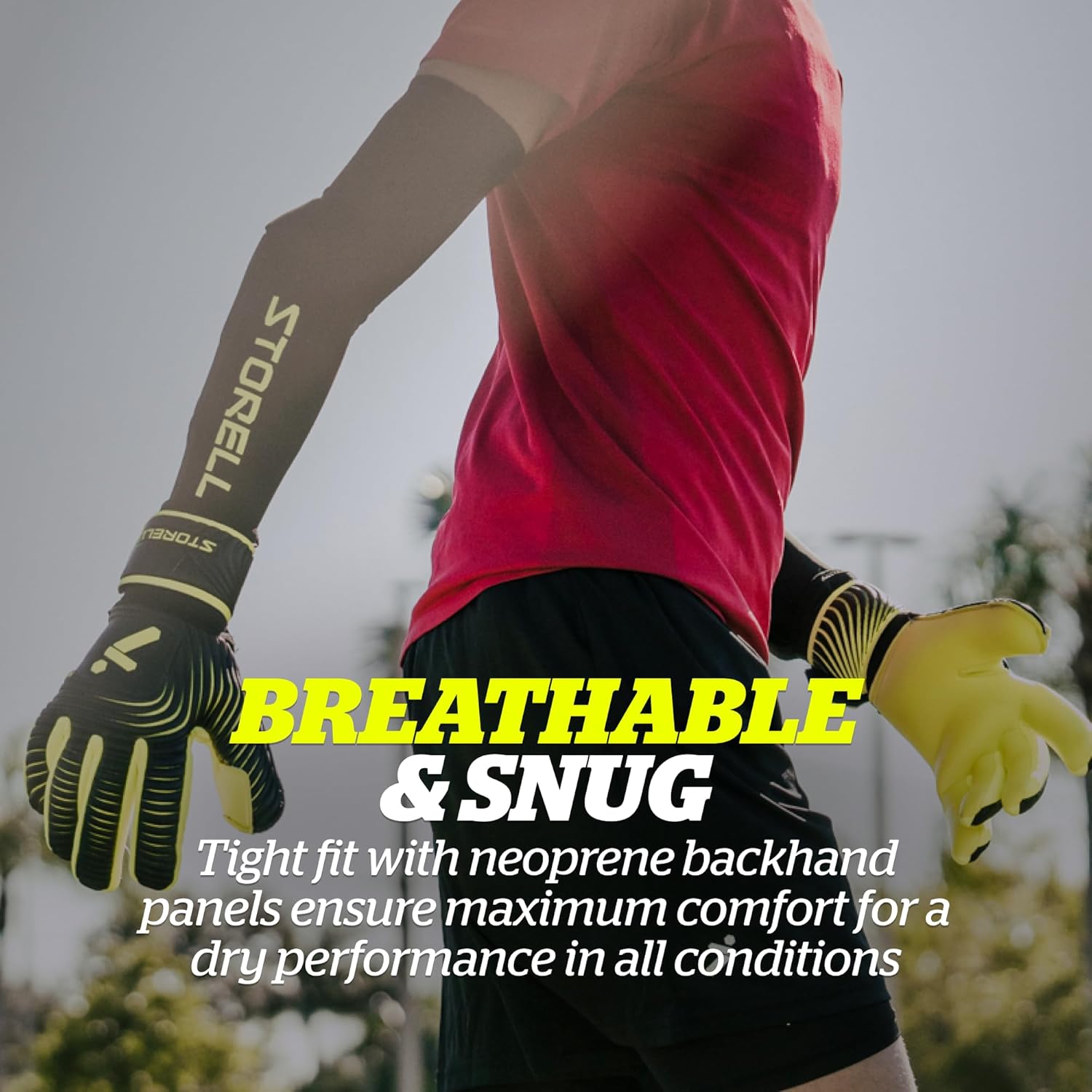 Storelli Silencer Goalkeeper Gloves, with Removable Finger Spines, High-Impact Hand Protection, Soccer Accessories