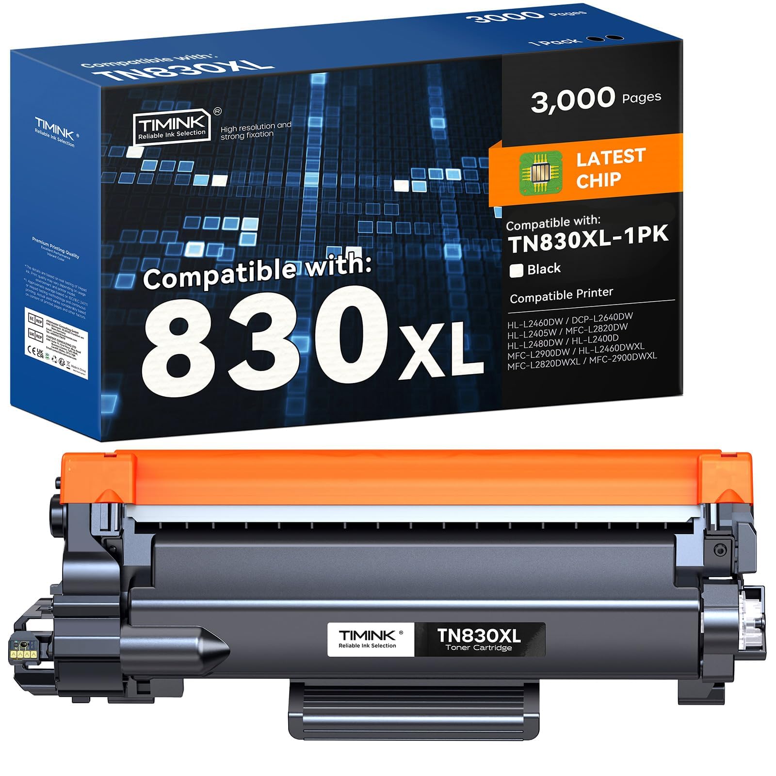 Compatible TN830XL Toner Cartridges Replacement for Brother TN830XL TN830 TN830 XL Toner Work for Brother HL-L2460DW DCP-L2640DW HL-L2480DW HL-L2400D