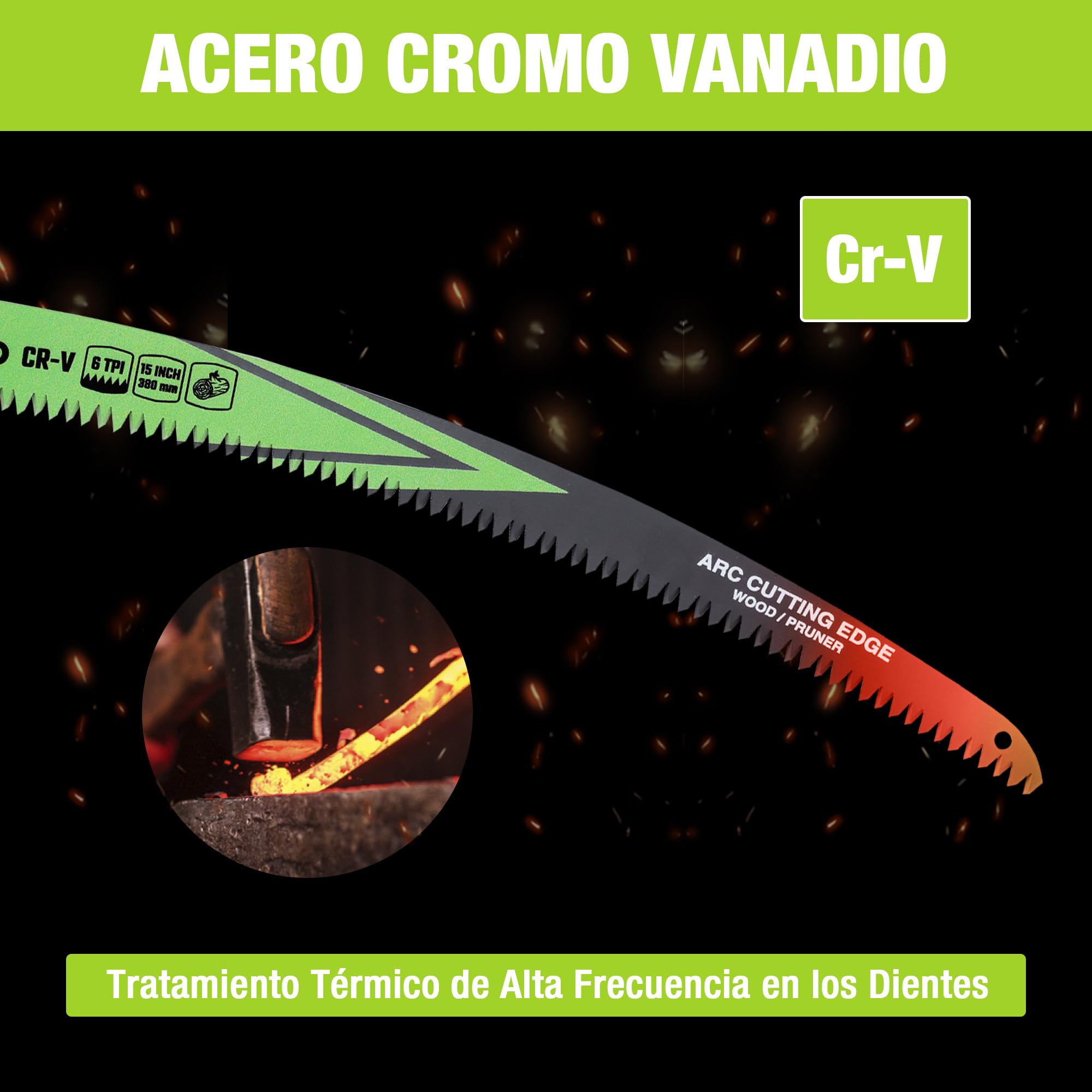 WORKPRO 5-Piezas Hojas de Sierra de Sable, Cuchillas de Sierra de Cr-V para Poda de Madera, Hojas de Sierra para Cortar Ramas, Hojas de 38cm, 6TPI, Compatible con la Mayoría de las Sierras de Sable