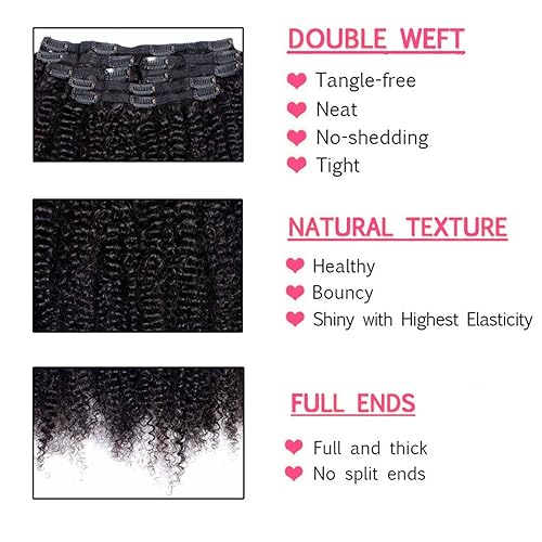 Miniatura 8 de VTAOZI Afro Kinky Curly Clip in Hair Extensions Real Human Hair for Black Women Brazilian Kinky Curly Human Hair Clip in Extensions 7Pcs with