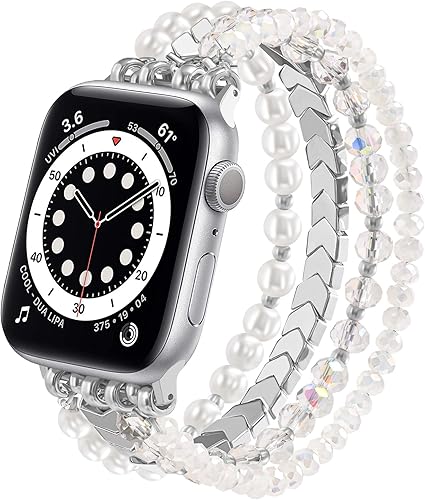 Miniatura 20 de MOFREE - Pulsera de cuentas elástica para reemplazo de correa de Apple Watch de 40 mm, 38 mm, 41 mm, 42 mm para Series SE, 10, 9, 8, 7, 6, 5, 4, 3,