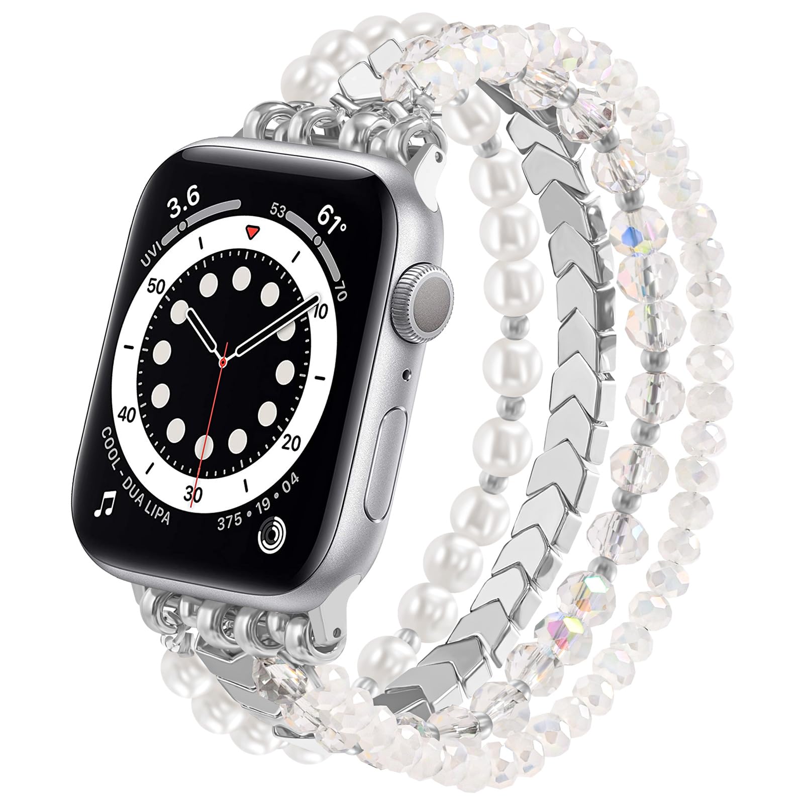 MOFREE Beaded Bracelet Compatible with Apple Watch Band 38mm/40mm/41mm/42mm, Fashion Elastic Stretch Women Bands for iWatch Series 11/10/9/8/7/SE/6/5/
