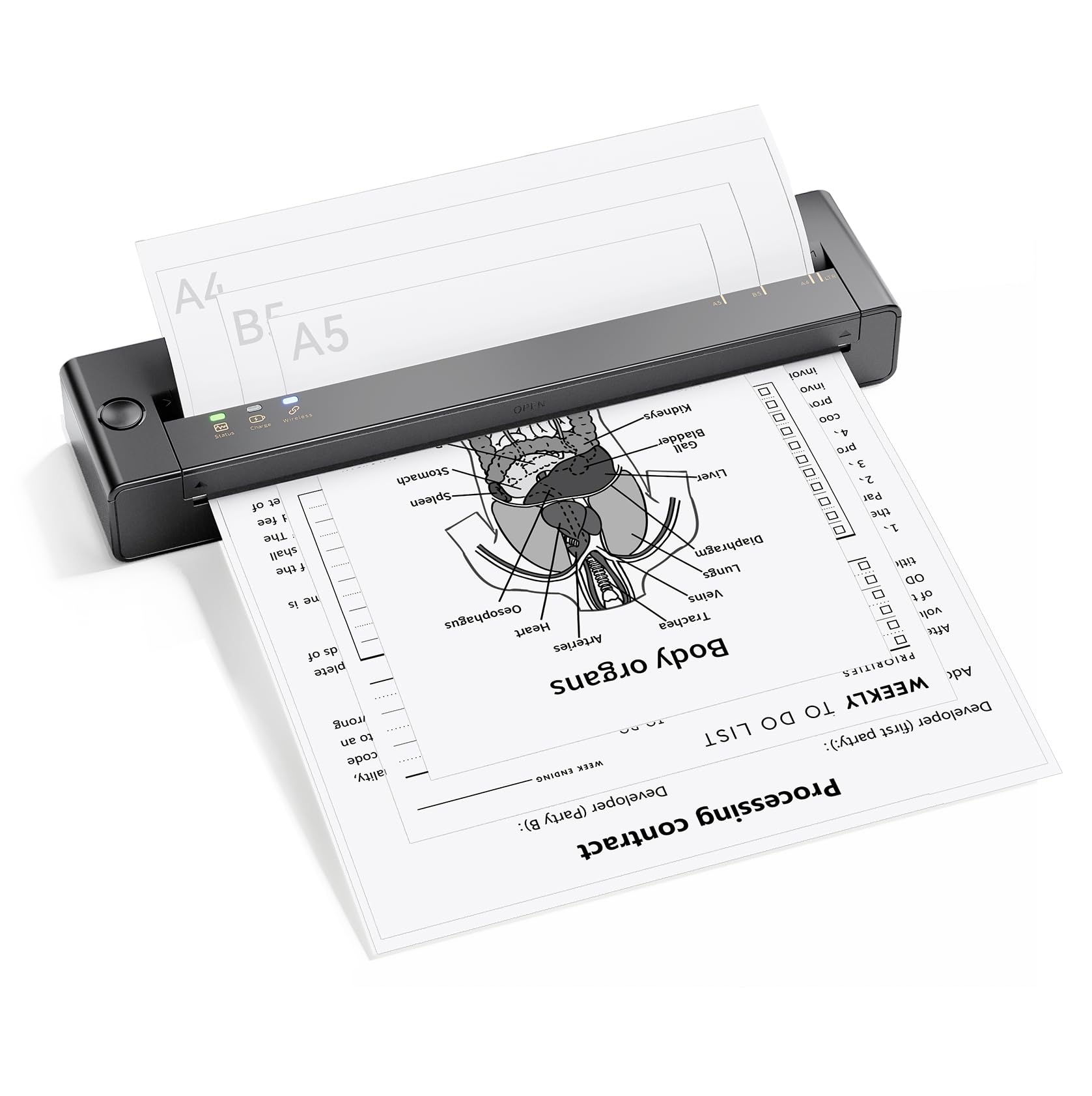 TATTMUSE Stampante portatile wireless per viaggi, 2025 Stampanti termiche senza inchiostro aggiornate supportano 8,5 "x 11" US Letter e formato A4, stampante mobile compatibile con iPhone Laptop per