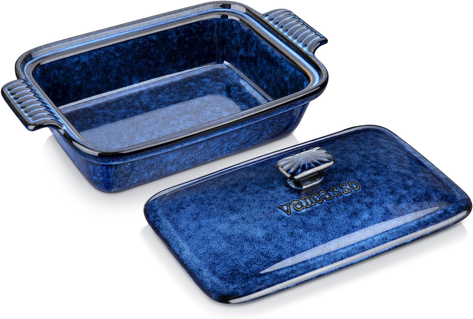 Starry Casserole Dish with Lid, 1.9 Quart Deep Lasagna Pan Ceramic Bakeware Covered Casserole Dish