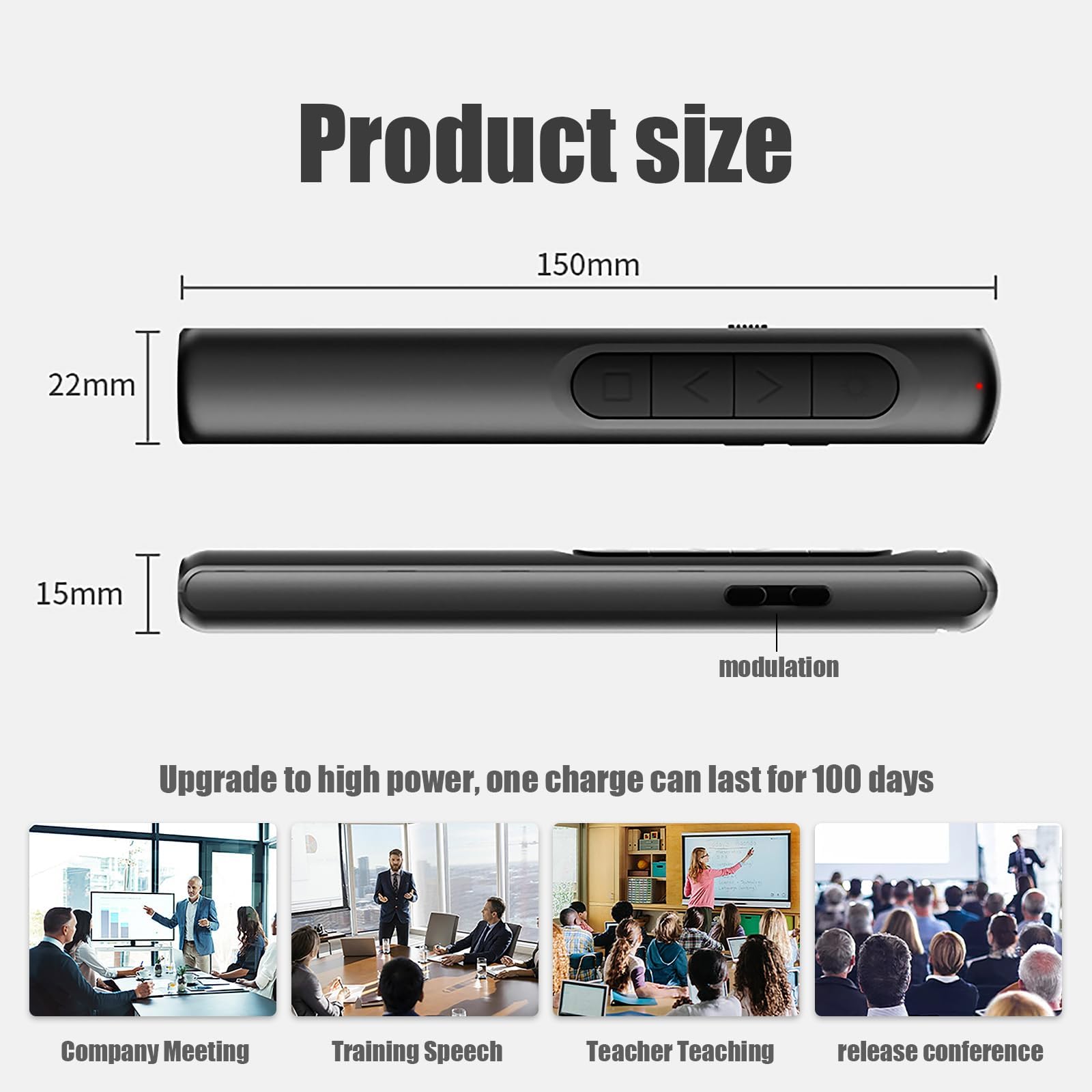 S12-PPT Flip Pen avec Touches latérales de Volume,Telecommande Ordinateur Powerpoint avec Volume de Lien Hypertexte, Télécommande de présentation du présentateur sans Fil 2,4 GHz