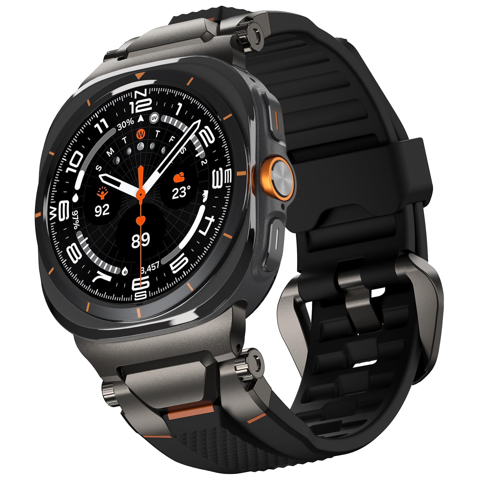 ULTIMAL Armband für Samsung Galaxy Watch Ultra 47 mm (2024), kompatibel mit Samsung-Armband für Herren, sportliches robustes Premium-TPU und Metall