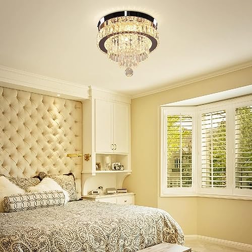 Miniatura 8 de Candelabros de cristal modernos de 11.8 pulgadas, lámparas LED de montaje empotrado, lámparas de techo para dormitorios, sala de estar, comedor