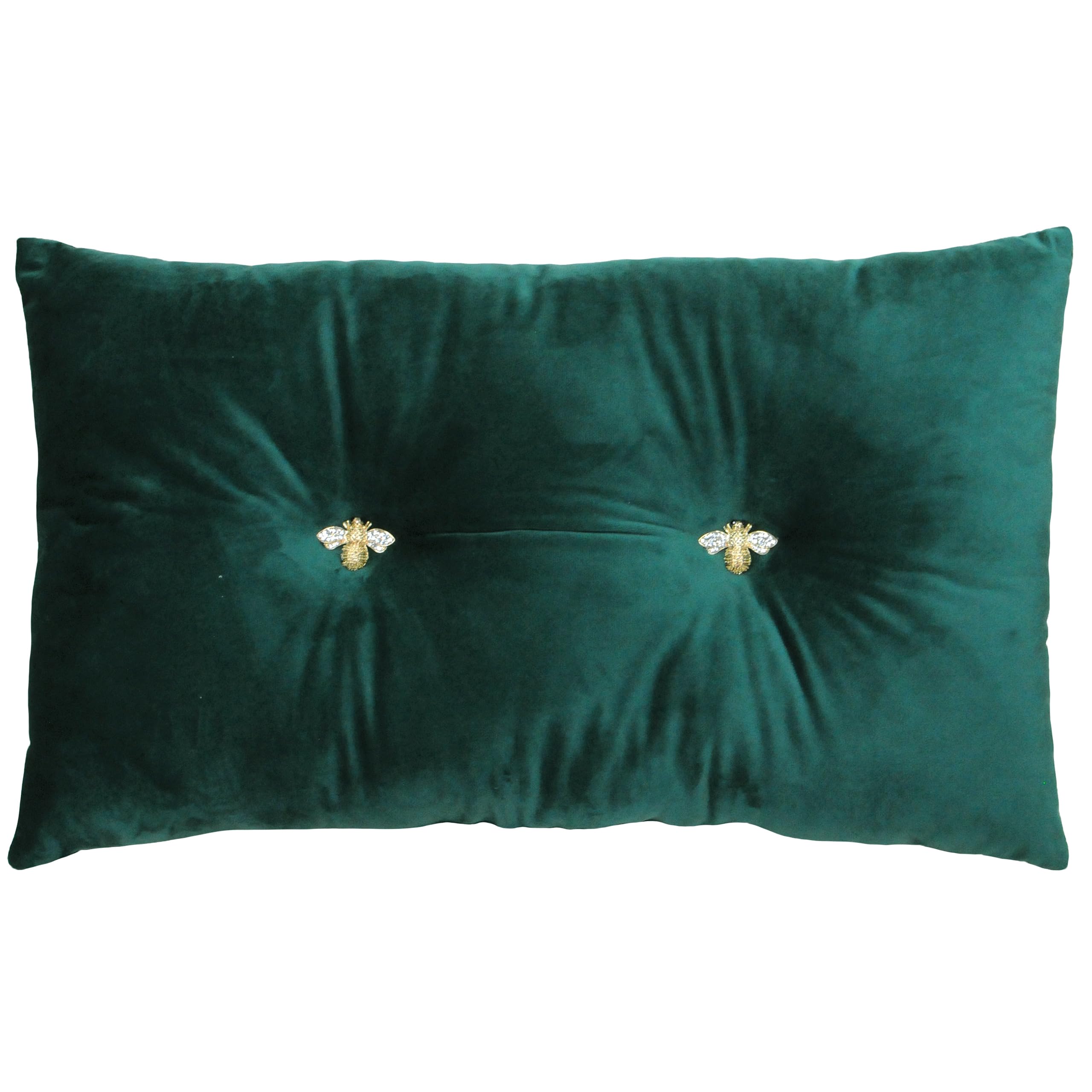 B&Q -  Bumble Bee Buttoned Velvet Ready Filled Cushion