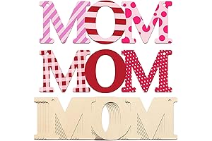 Large Wooden Unfinished Mom Letters DIY Ornaments