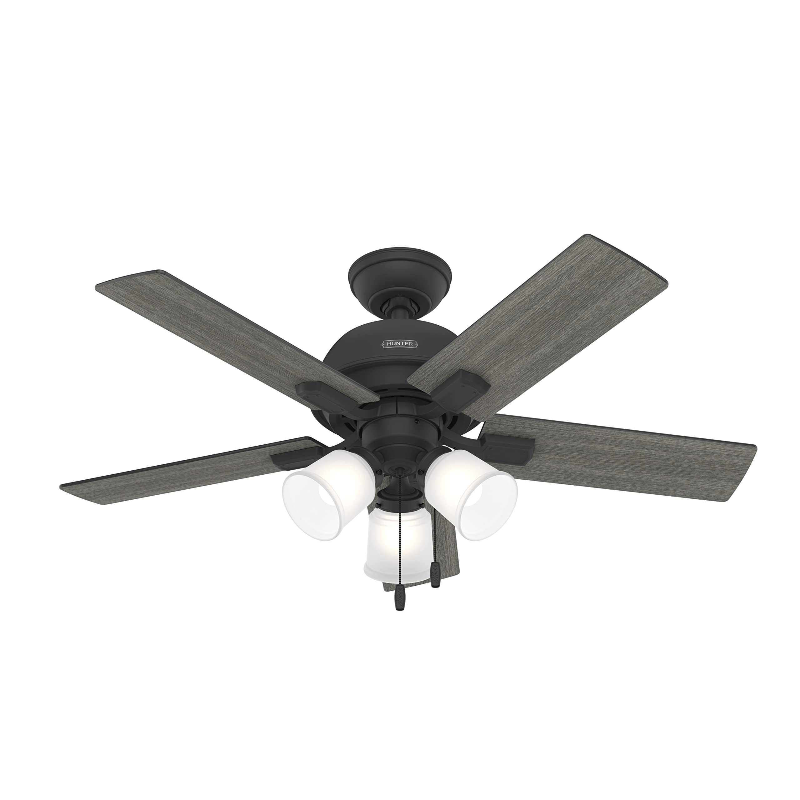Hunter Fan Company 52351 Crystal transparent Ceiling Fan, Matte Black 48 inch 5 blade