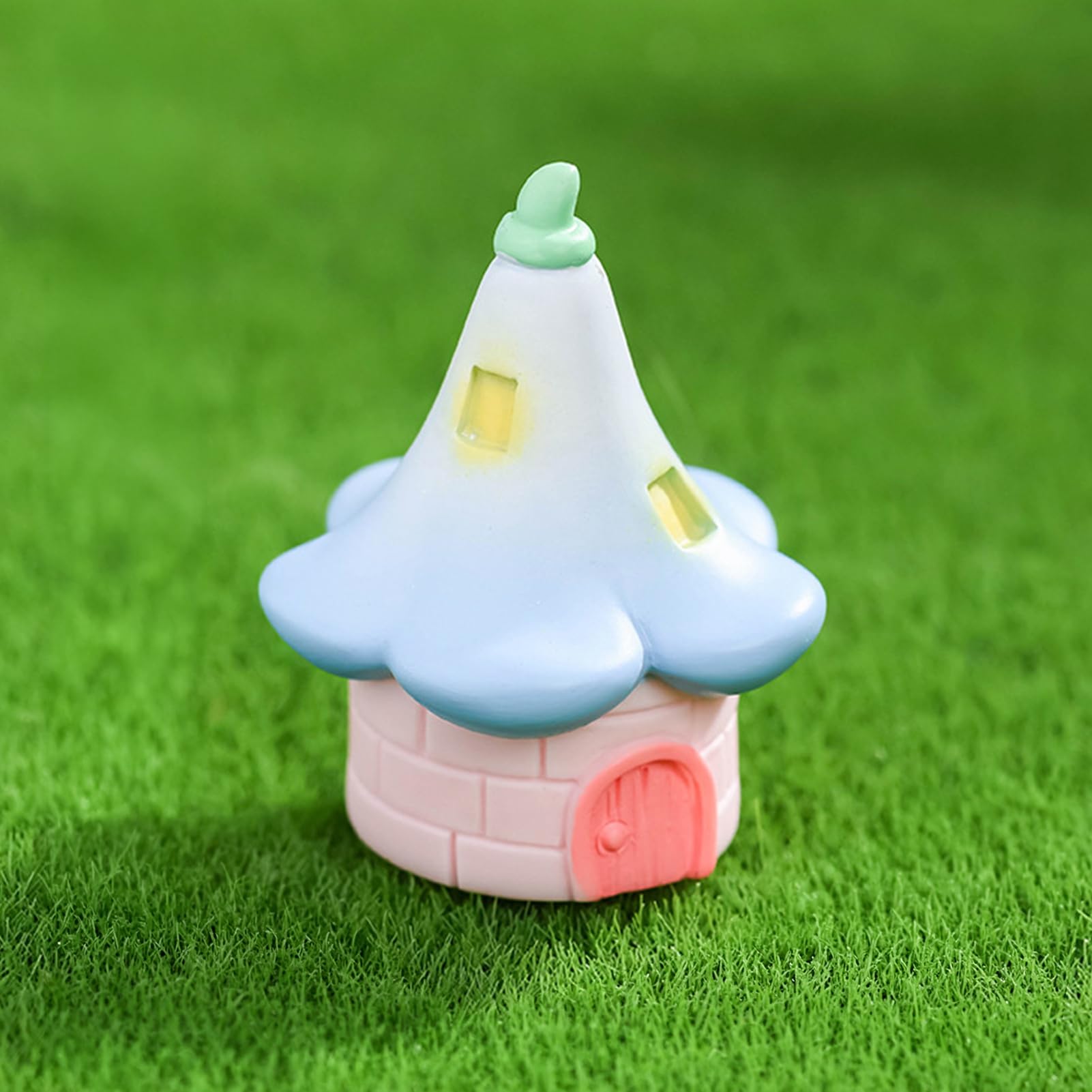 Quoravel Mini Fairy Garden House, Resin Flower House Figurine for DIY Micro Landscape, Tiny Tulip Morning Glory Ornament for Bonsai Terrarium D