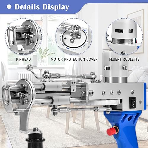 Miniatura 4 de wuyule - Pistola eléctrica de acolchonamiento de alfombras de pelo cortado, kit de iniciación de máquina de acolchonamiento de alfombras,