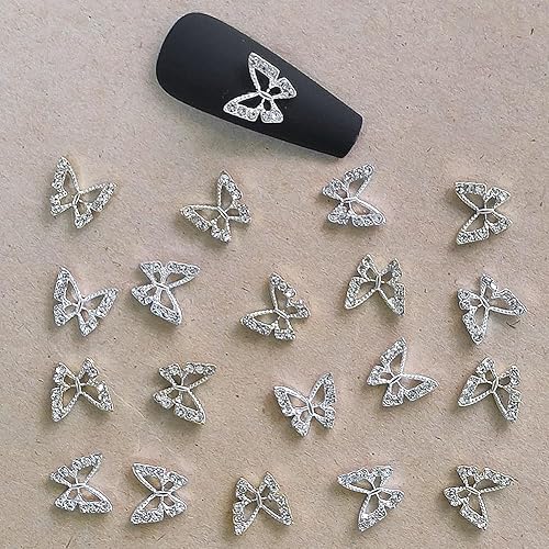 Miniatura 6 de 20 dijes de aleación de mariposa para uñas, gemas de mariposa de metal 3D, diamantes de imitación de uñas de cristal brillante para uñas acrílicas,