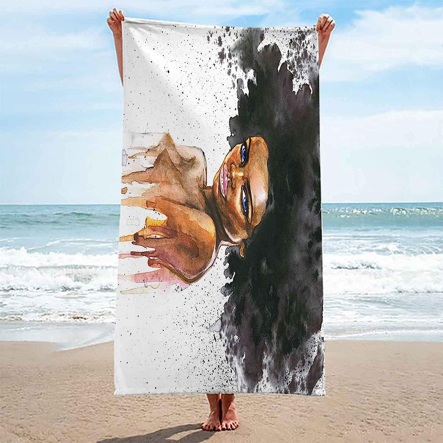 Telo Mare 3D Donne Africane 200 X 200 Cm, Telo Da Bagno, Telo Da Spiaggia In Microfibra. Asciugamano Ultra Leggero E Ad Asciugatura Rapida Per Sport, Coperta Da Spiaggia, Coperta Da Picnic -4B6M+G5J