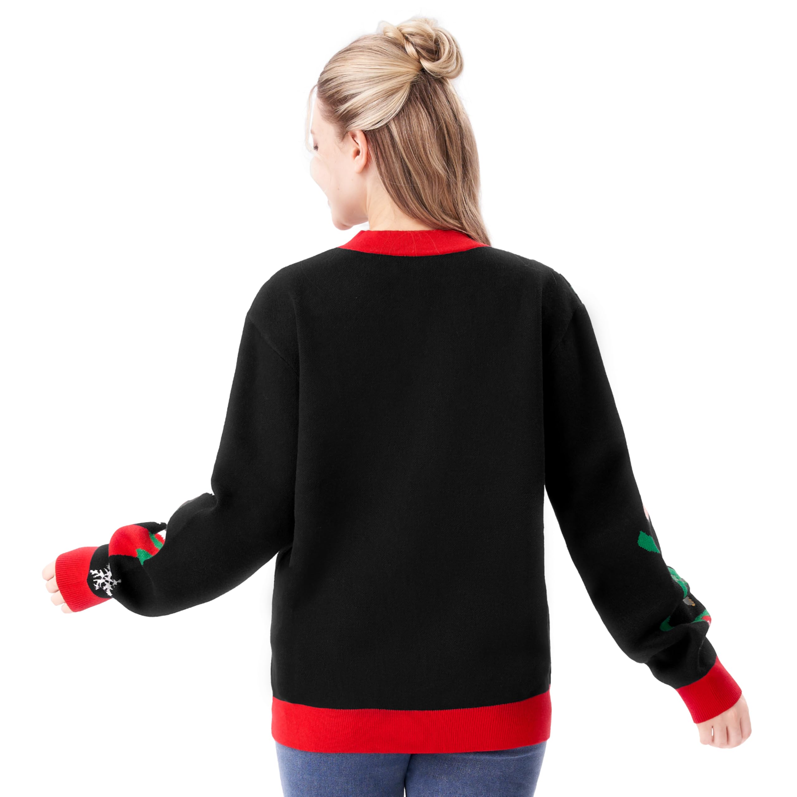 Giggling Getup - Cárdigan Feo para Mujer, suéter de Reno con luz navideña