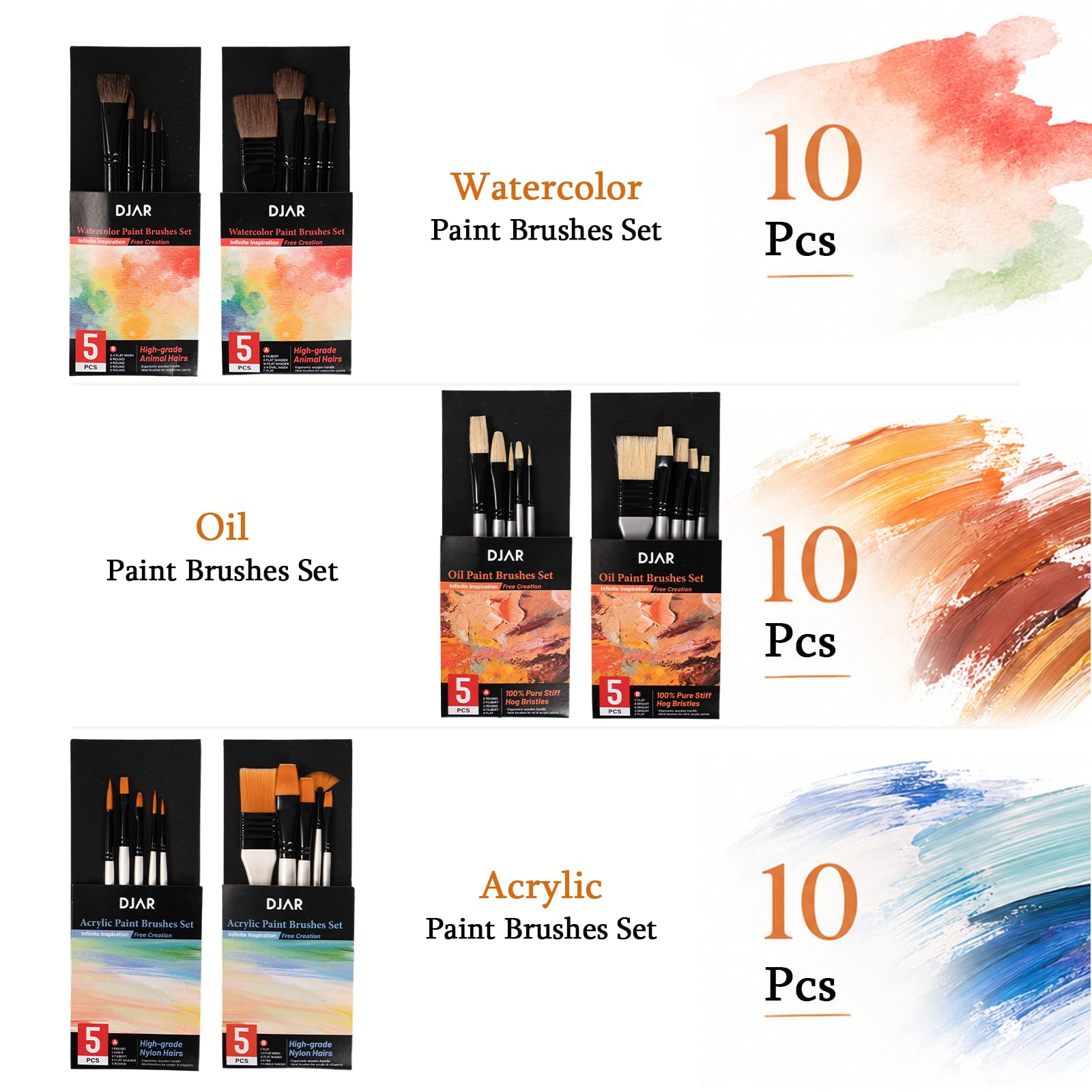 DJAR Set di Pittura Completo 174 pz con Cavalletto da Tavolo, Kit Definitivo Acrilico, Acquerello e Olio, 96 Colori per Principianti, Professionisti e Artisti