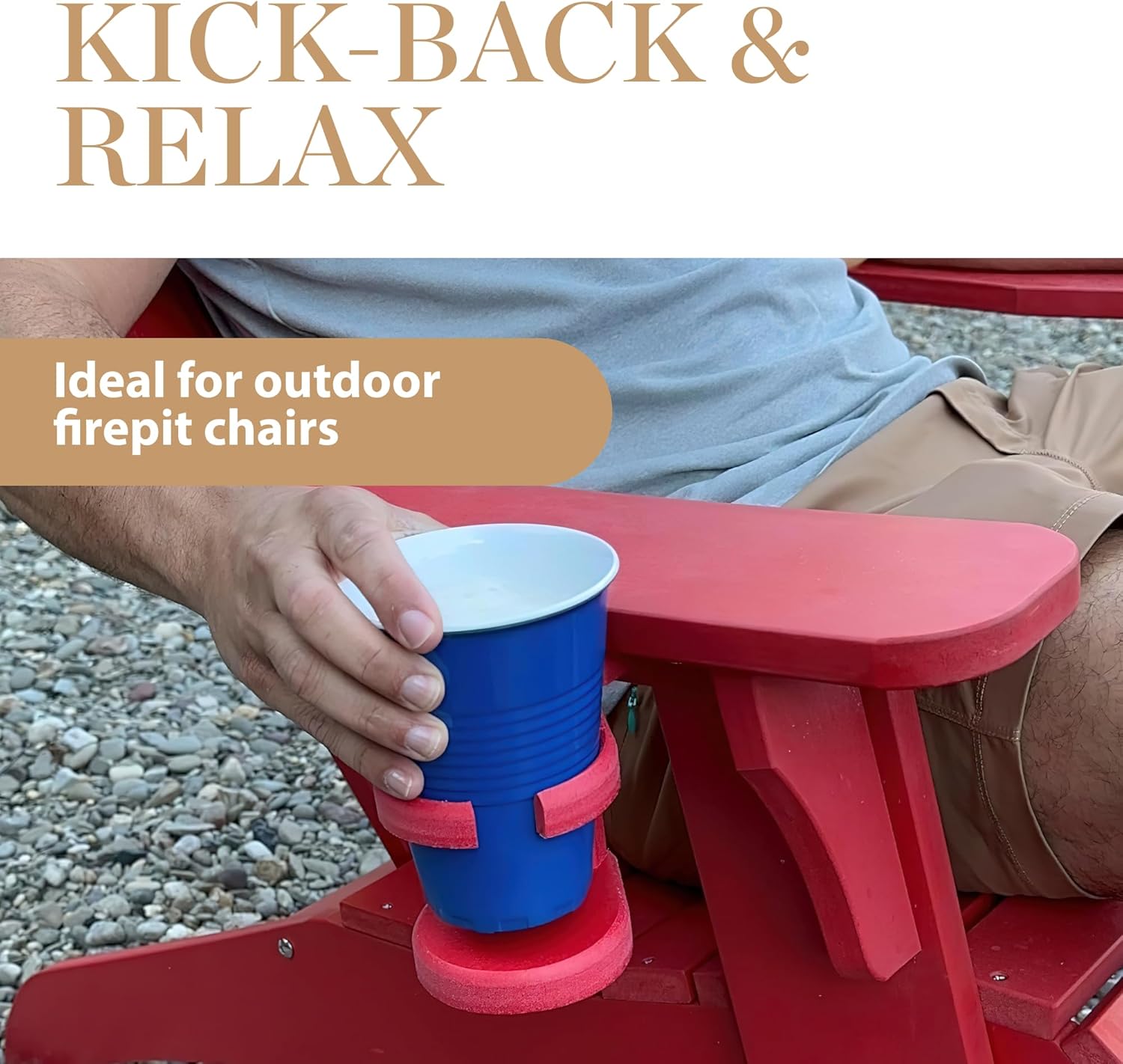 Adirondack Chair Cup Holder Attachment – Adjustable Poly Lumber Drink Holder – Outdoor Accessory for Polywood Furniture, Light Grey - Image 4