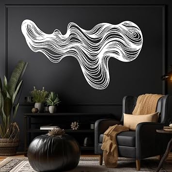 Irregular Line Metal Wall Decor, Abstract Line Metal Wall Art, Modern Luxury Wall Decor, Contemporary Home Art for Living Room, Bedroom, Bathroom, Housewarming Gift (White, 35x20/90x52cm)