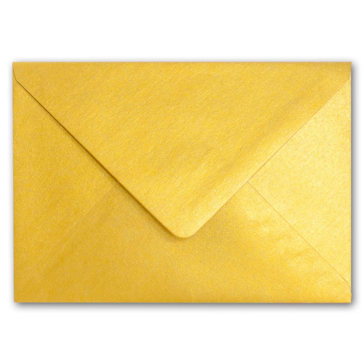 1000 x koperty DIN C6, złote z efektem metalicznym, 114 x 162 mm, 90 g/m², obustronnie powlekane z efektem masy perłowej, klejenie na mokro, na zaproszenia, urodziny, chrzest