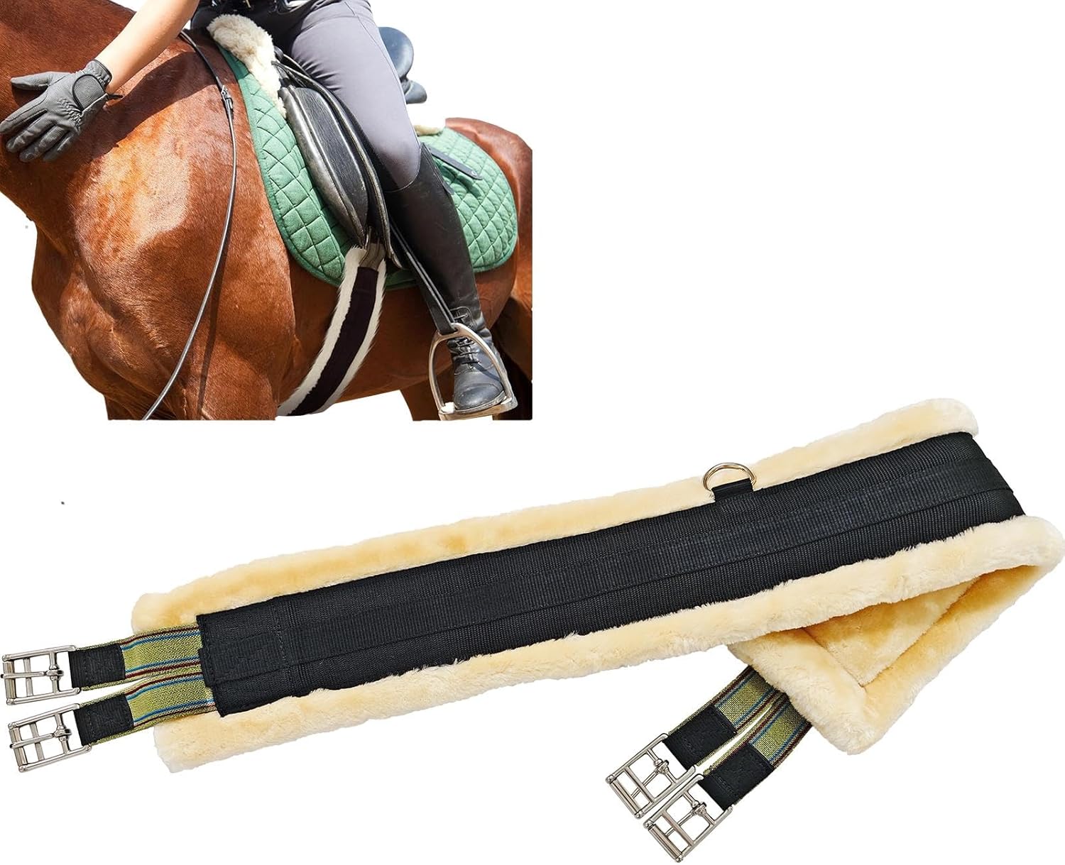 Fleece-Gürtel, englischer Fleece-Gurt, RCA-Fleece-elastischer englischer Gurt aus Edelstahl – atmungsaktiver, robuster Sattel-Zubehörgurt für das Training