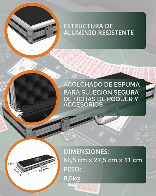 Foto 4 de 5 de Bullets Playing Cards Estuche de póquer 500 fichas de plástico, juego completo con tarjetas
