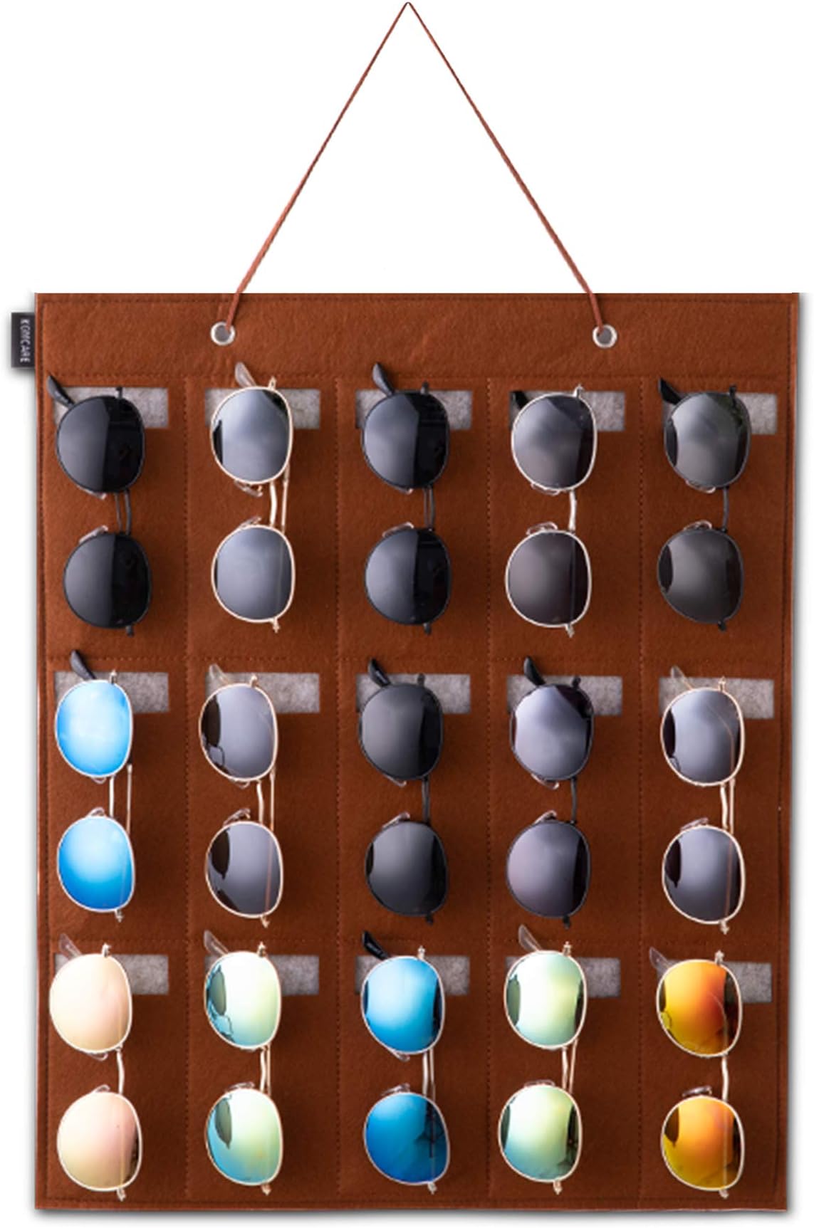 KGMCARESunglasses Organizer Storage- Hanging Eyeglasses Wall Pocket Mounted,Eyewear Display,15 Slots