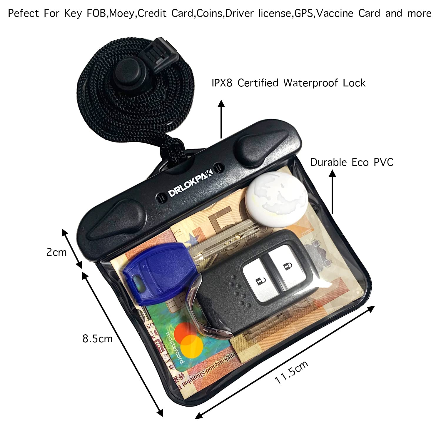 DRLOKPAK Submersible Waterproof Wallet 2Pack Dry Car Key FOB Case