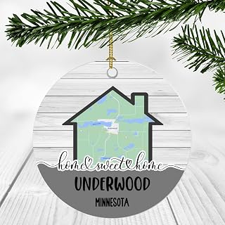 Home Sweet Home Underwood MN Ornament 2024 - New Home Underwood Minnesota Ornament City Map - Wedding, Housewarming Gift for Family, Friend Ornament 3Inch Plastic