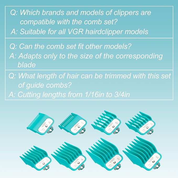 Peine guía para cortadora de cabello VGR 891 8 piezas miniatura 3