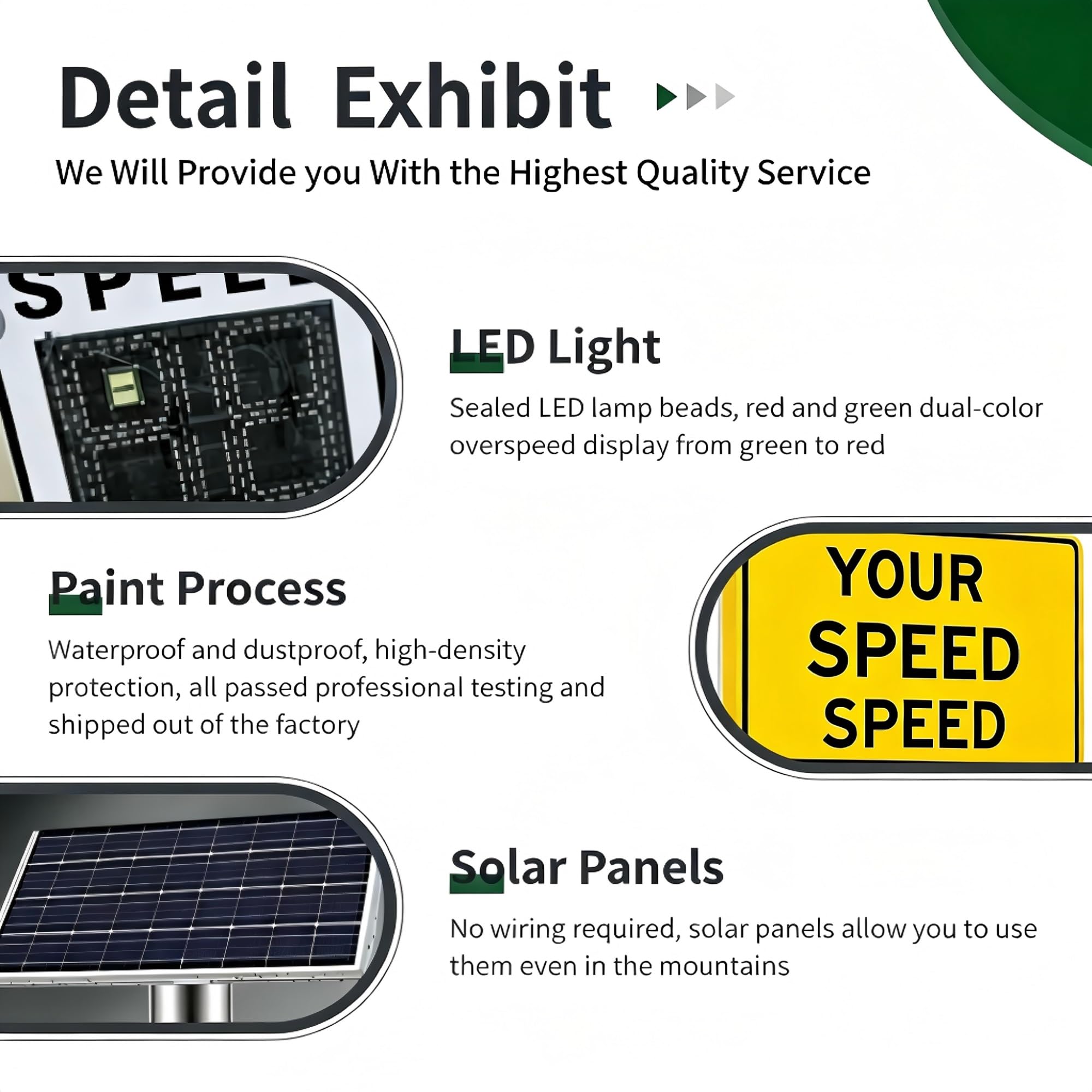 Señal de límite de velocidad con radar solar, control remoto, resistente al agua IP65, LED, 23,6 x 35,4 pulgadas, para exteriores.