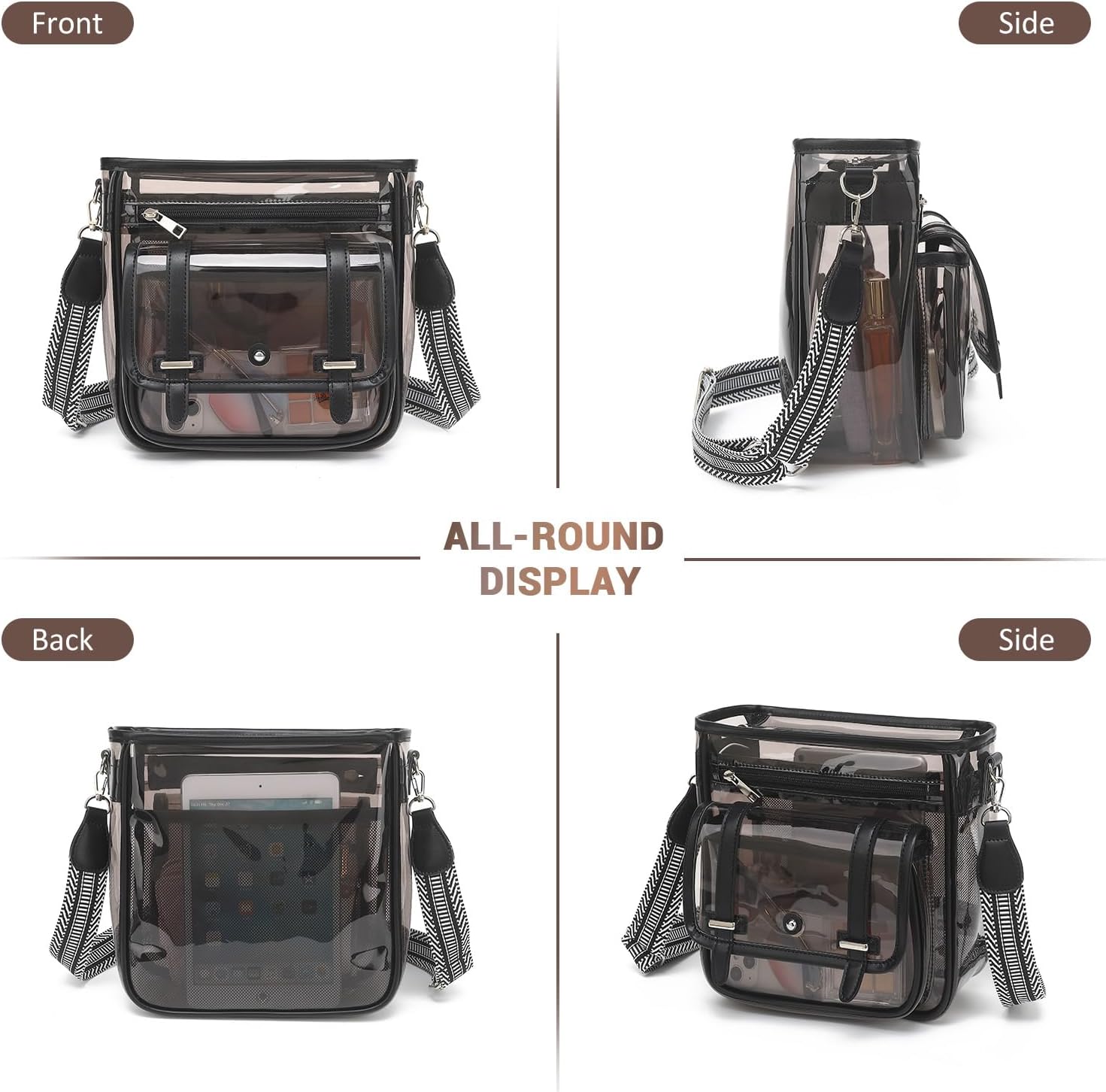 Clear Purse, PVC Clear Crossbody Bags for Women Heavy Duty Transparent Bag for Stadium Events See Through Concert Bag - Image 8