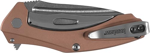 Miniatura 5 de Kershaw Natrix - Navaja de cobre (7006CU) hoja de punto de caída de 2.75 pulgadas con acero D2 lavado a la piedra mango de cobre pesado con herrajes
