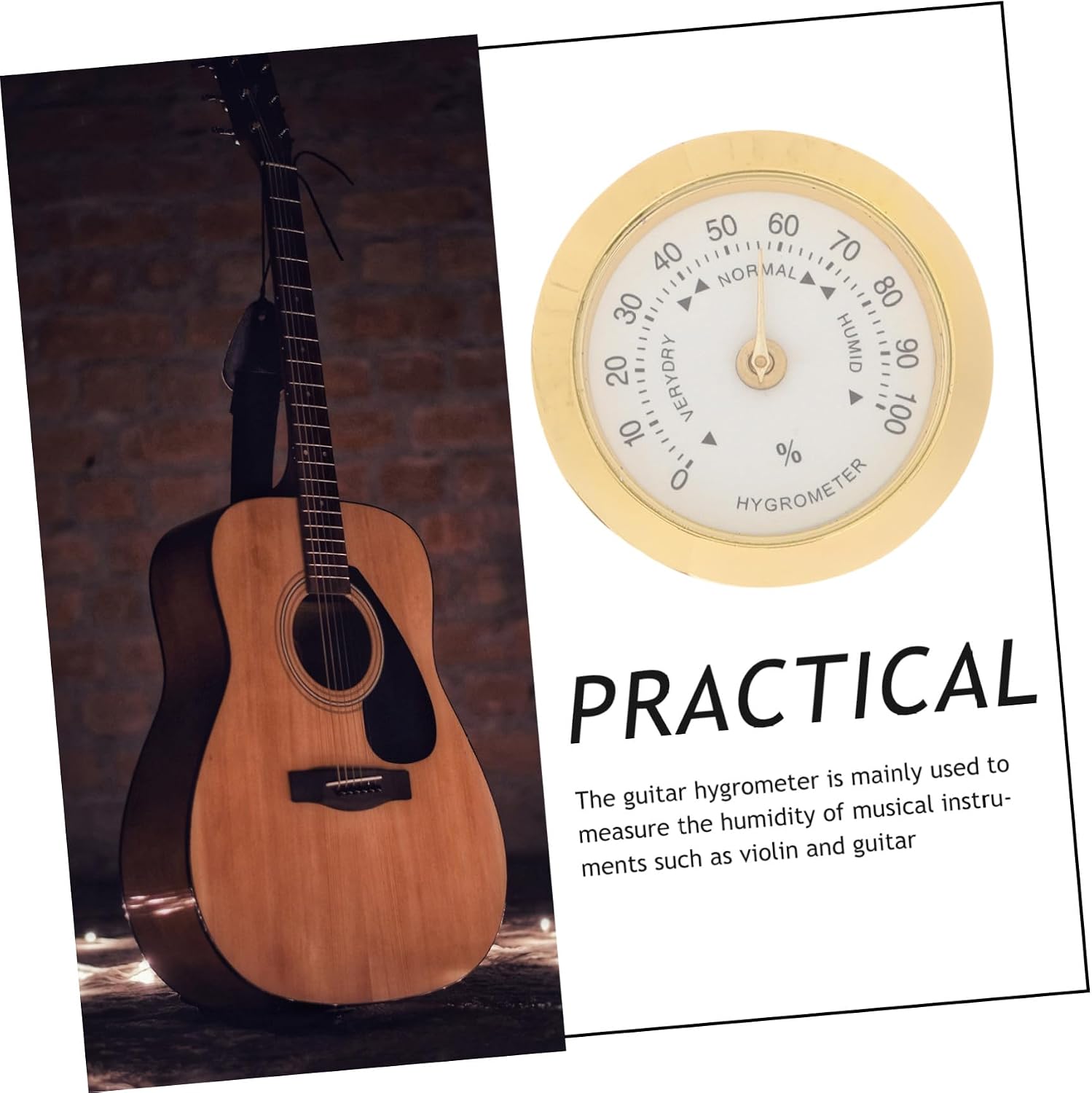 Alloy Guitar Hygrometer for Violin Instrument Care