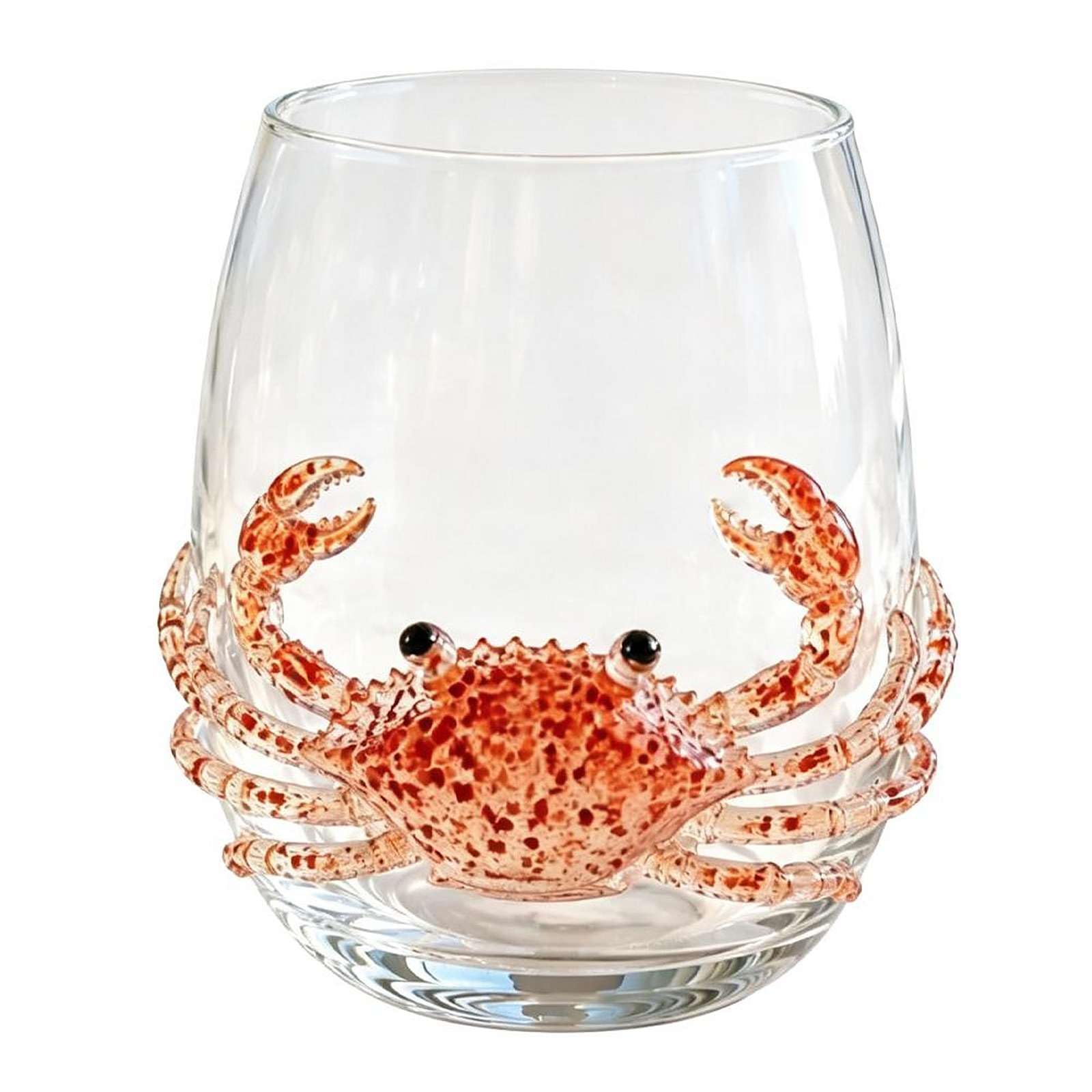 Artisanal Blue Ringed Octopus Glassware, Ocean Octopuses Drinking Glass, 12 Oz Marine Animal Embossed Stemless Wine Glasses, Coastal Home Decor Gifts for Ocean Lovers
