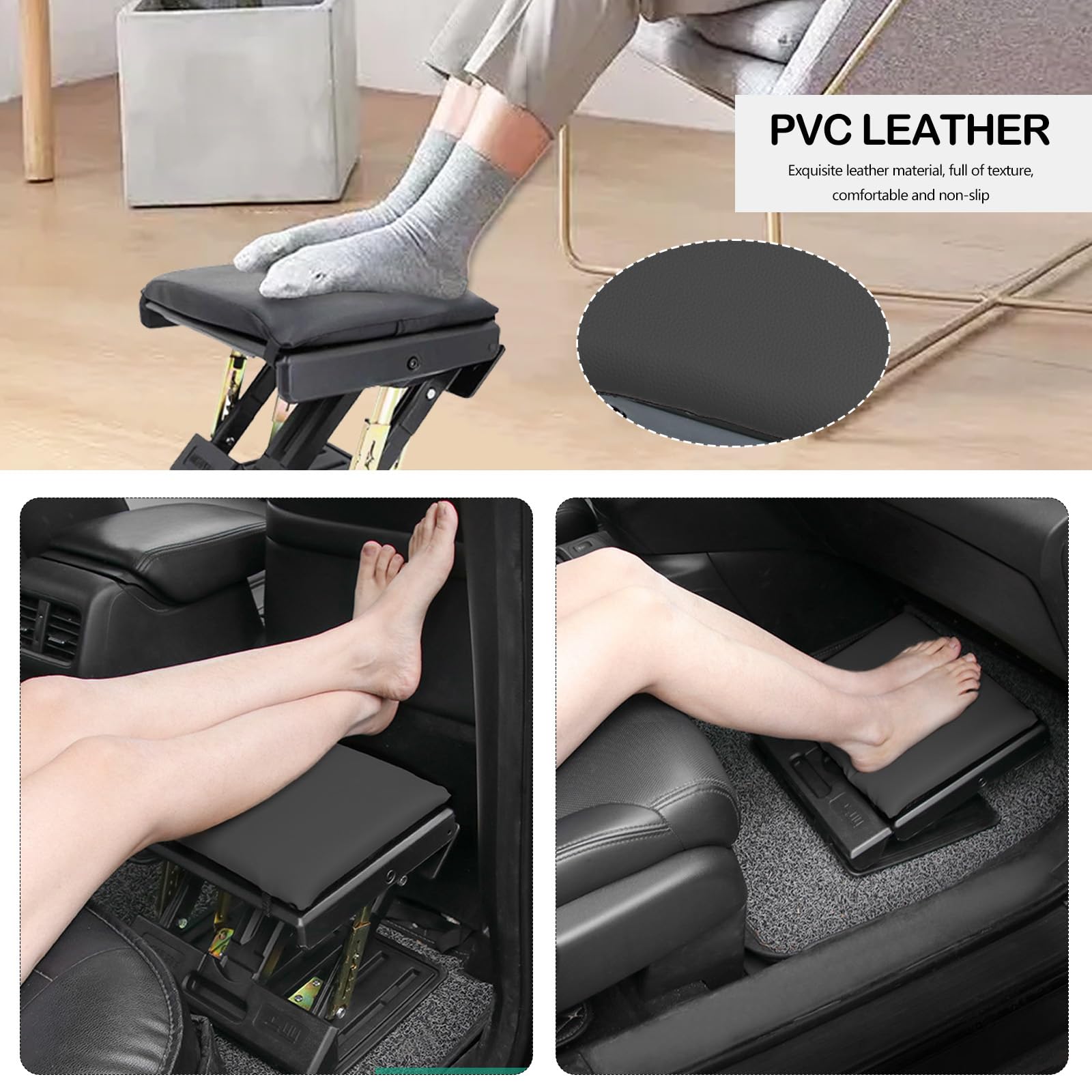 Repose-Pieds De Bureau, Repose Pieds RéGlable Repose-Pieds Ergonomique Repose Pieds De Bureau Amovible Avec Massage Et Coussin De SièGe Doux Pour Voiture Bureau Maison Voyage (Noir)