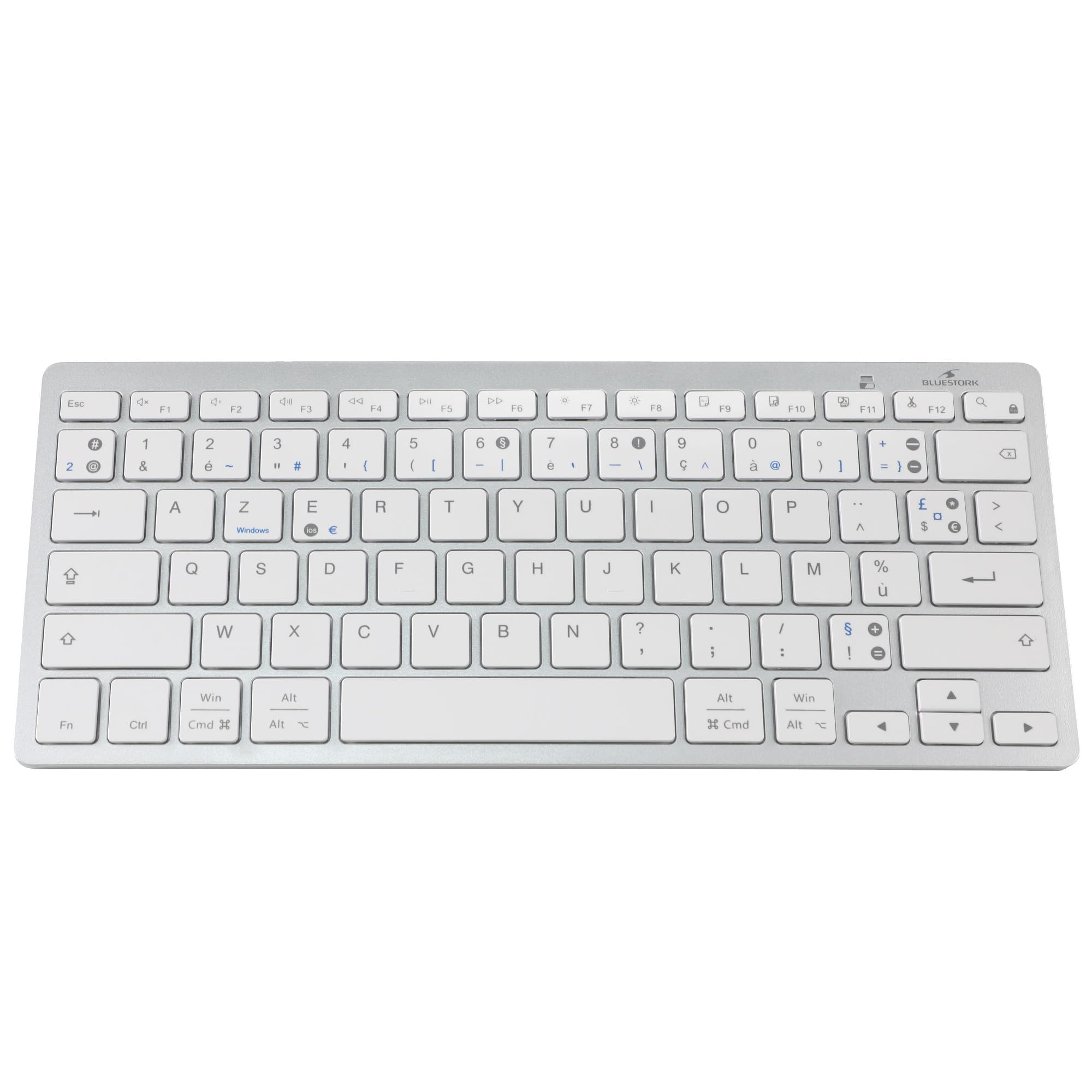 Bluestork - Teclado inalámbrico Bluetooth para PC, Compatible con Windows 11,10, 8 y Mac OS - Mini Teclado para PC/Mac francés AZERTY, Compacto, Ultra Delgado, Ligero y silencioso - Nuevo 2024