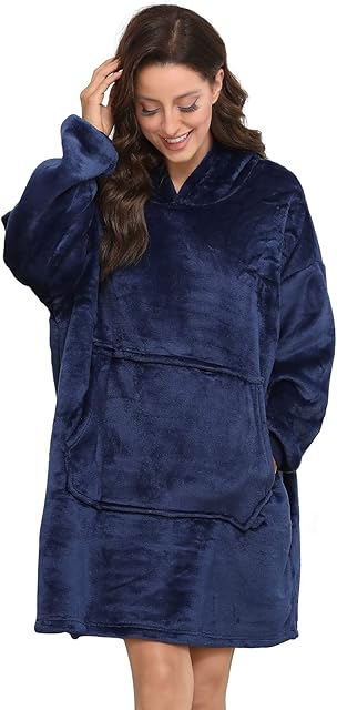 Hoodie Blanket for Women Men Sendowtek Onersized oodie Wearable Blanket Super Soft Warm Comfy with Giant Hoody Plush Fleece One Size Cosy Hoody Jumper Fit for Adults Men Women Teens Indoor Outdoor