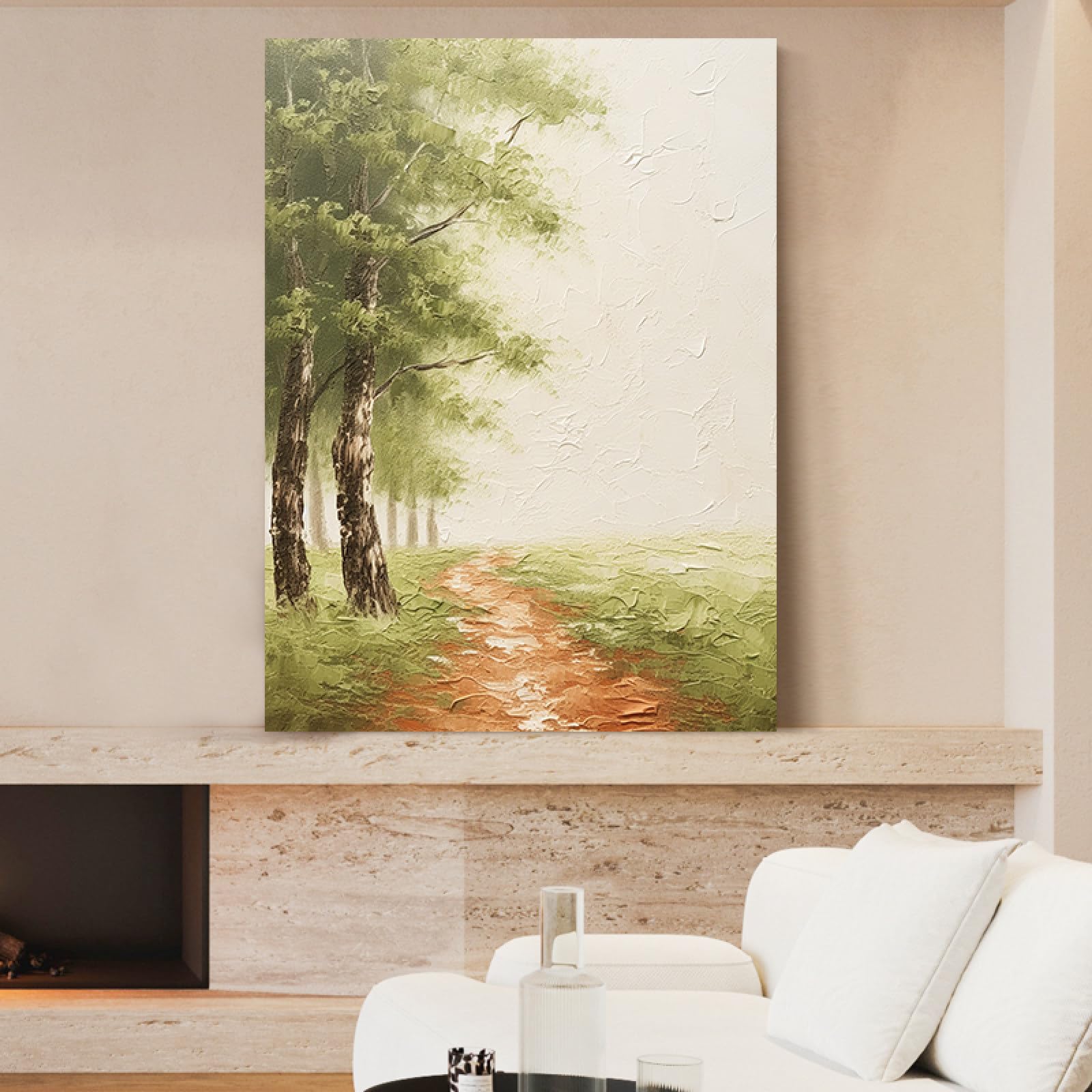 Toile paysage chemin forestier peinture à l'huile fait main art