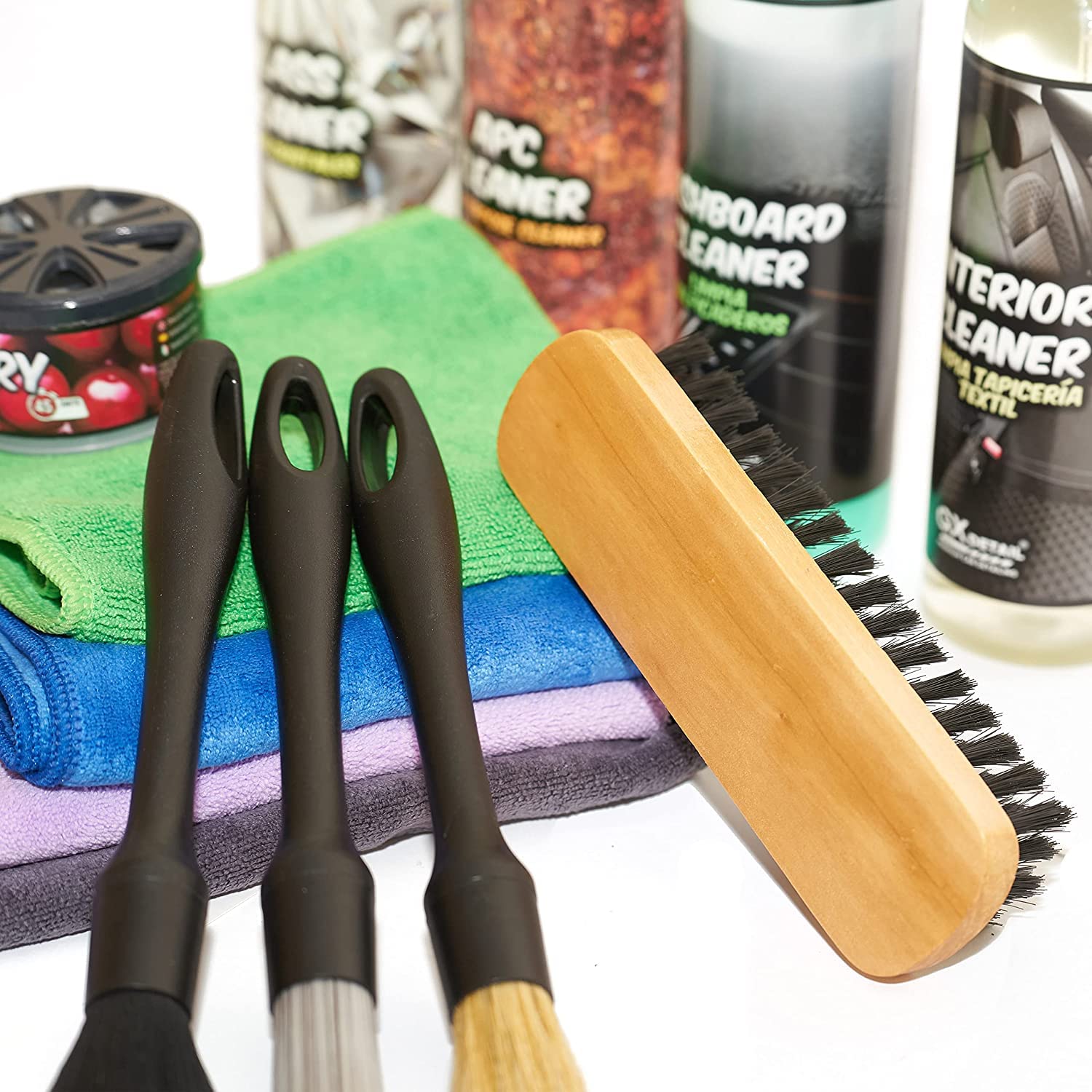 Pack Limpieza Premium Interior GxDetail - Kit Limpieza para Coche Para Interior Gx Detail - Kit Completo Lavado Interno del Auto (Tapicería Textil)