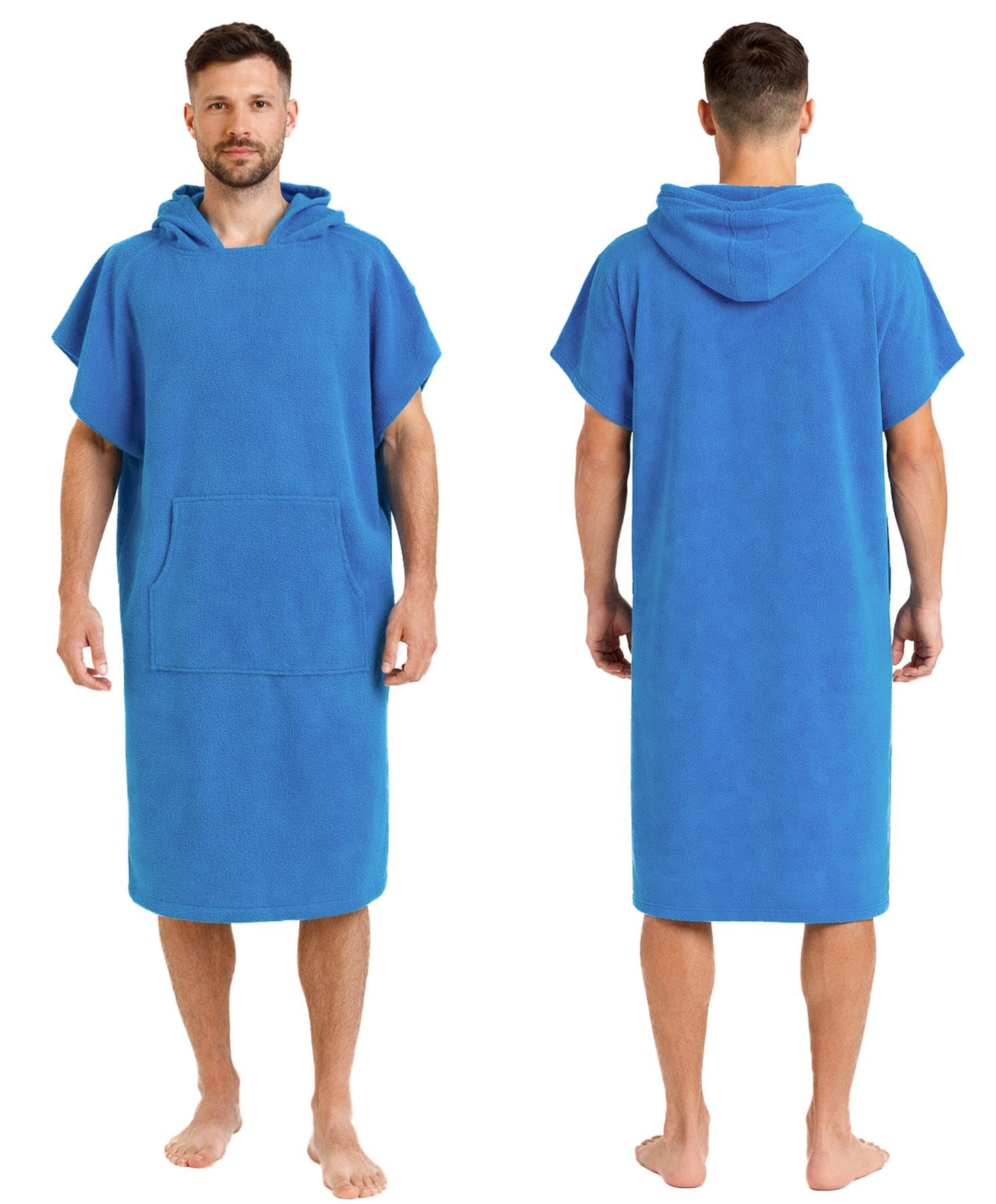 Adore Unisex Blue Changing Robe - Quick Dry Hooded Towel Poncho - Microfibre Beach Swim Surf - S/M