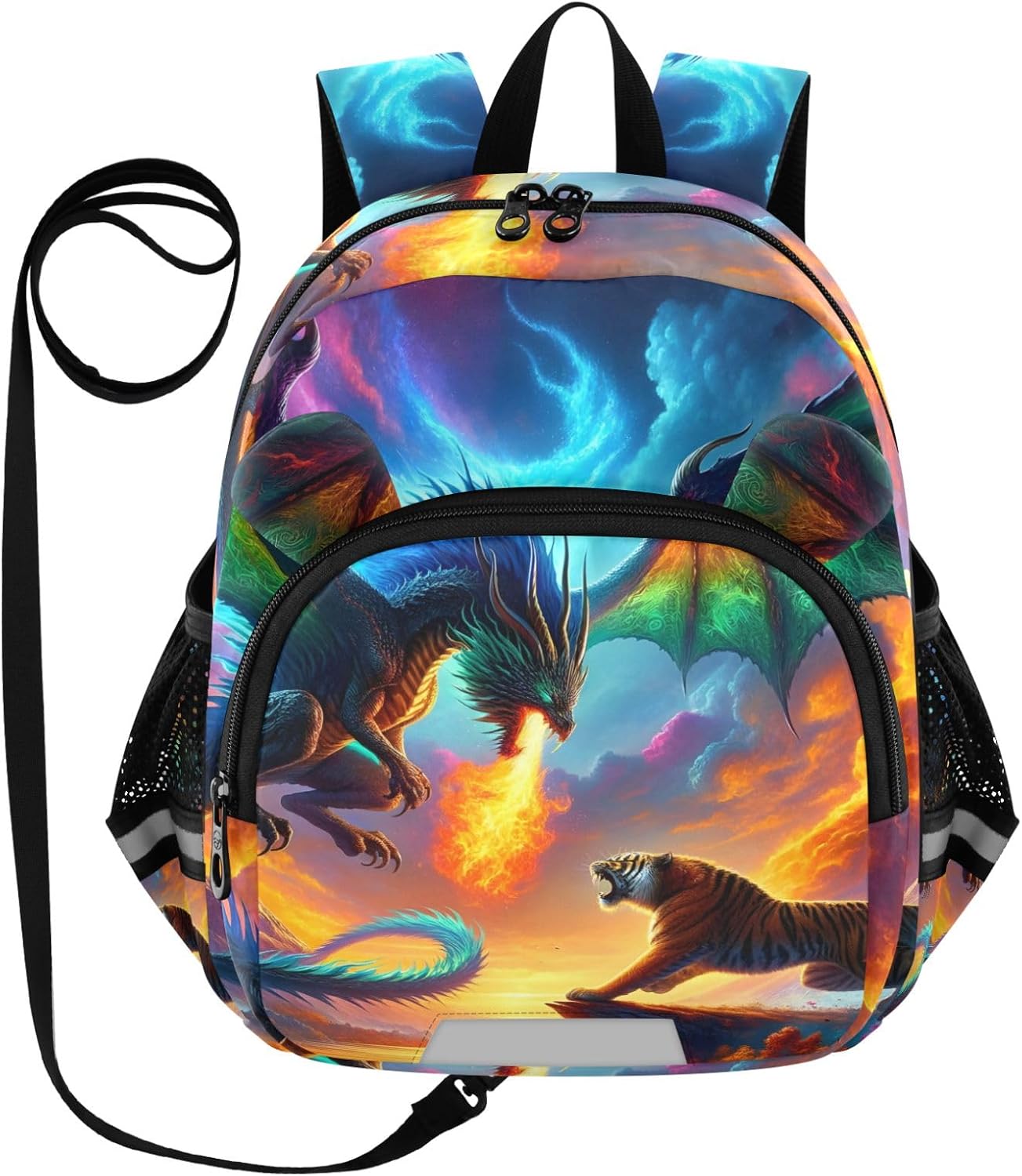 CHIFIGNO Dragon Tiger Fight Backpack for Toddler Boys Girls Kids Backpacks Small Travel Back Pack for Preschool Kindergarten Elementary