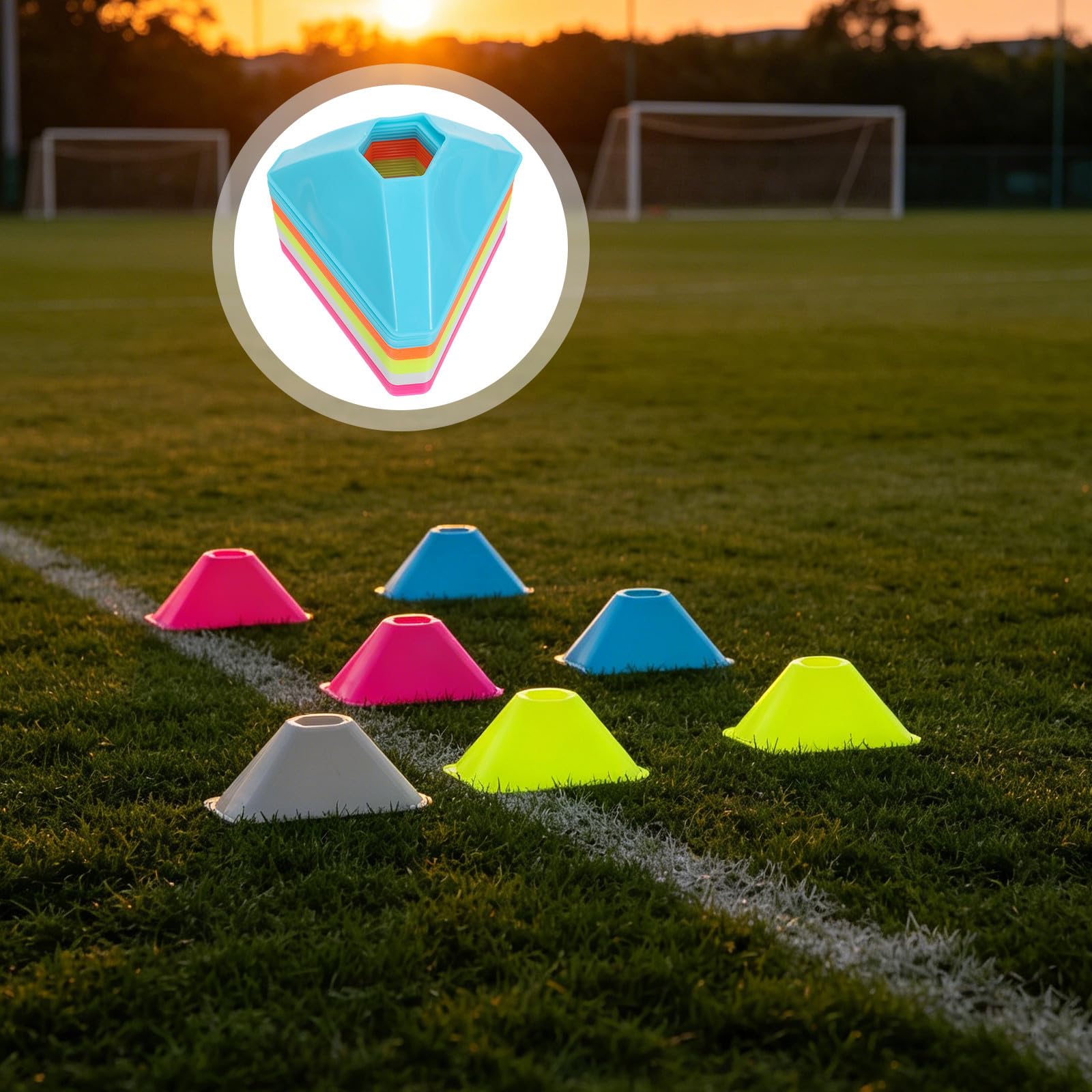 Healeved 30 Unidades Conos de Entrenamiento de Fútbol de Plástico en Forma de Triángulo, Portátiles y Fáciles de Almacenar para Ejercicios Dinámicos y Obstáculos de Entrenamiento Juvenil