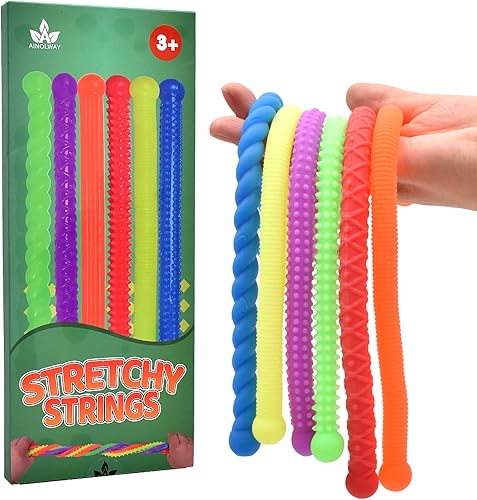 9 cuerdas elásticas texturizadas y juguetes antiestrés súper sensoriales para adultos y niños (9 piezas)