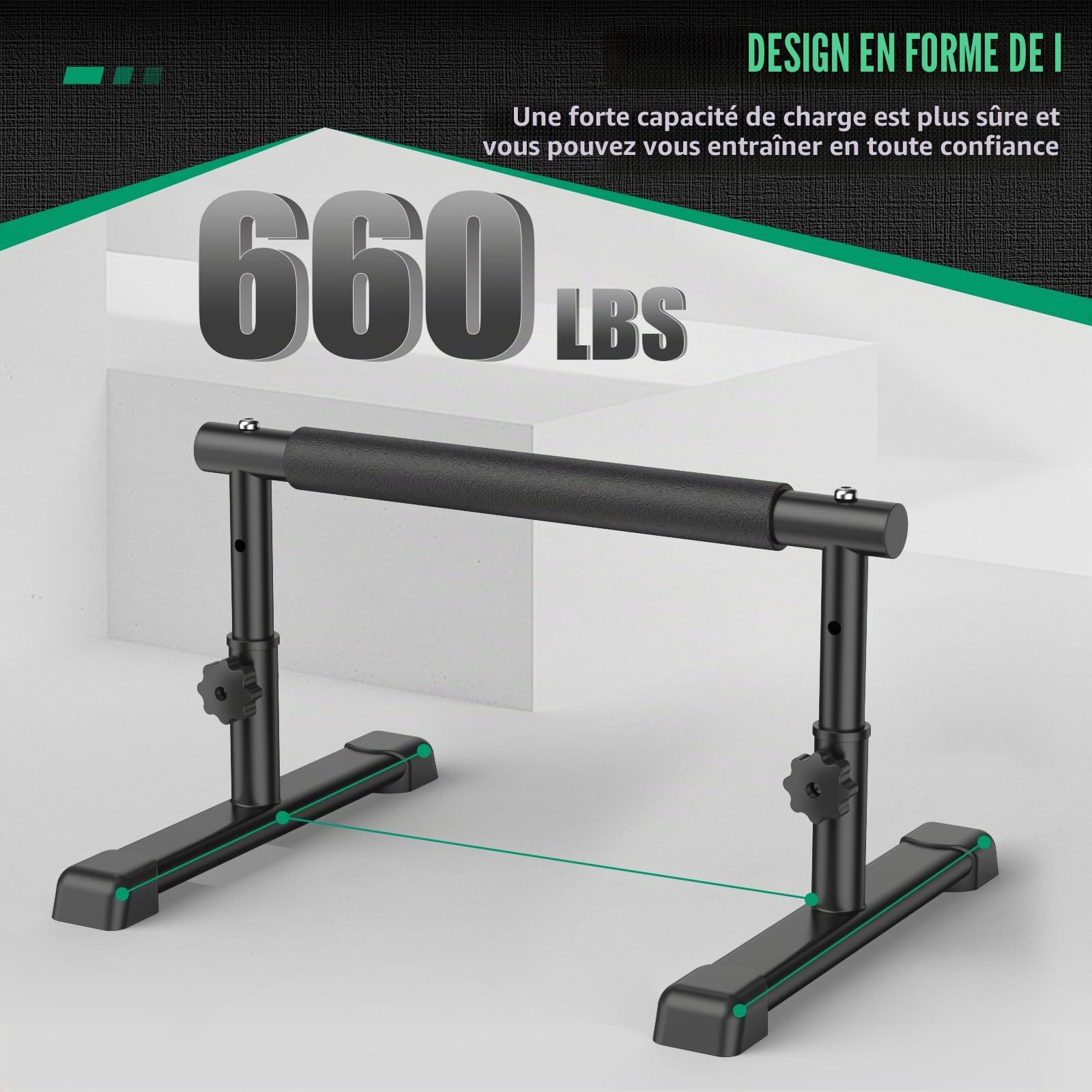 IMAYCC 2 en 1 Réglable Parallettes pour Calisthenics,Barre de Dip Parallele Musculation Antidérapantes, Push Up Bars Poignées de Pompes Fitness Parallettes pour Calisthenics Intérieur Extérieu