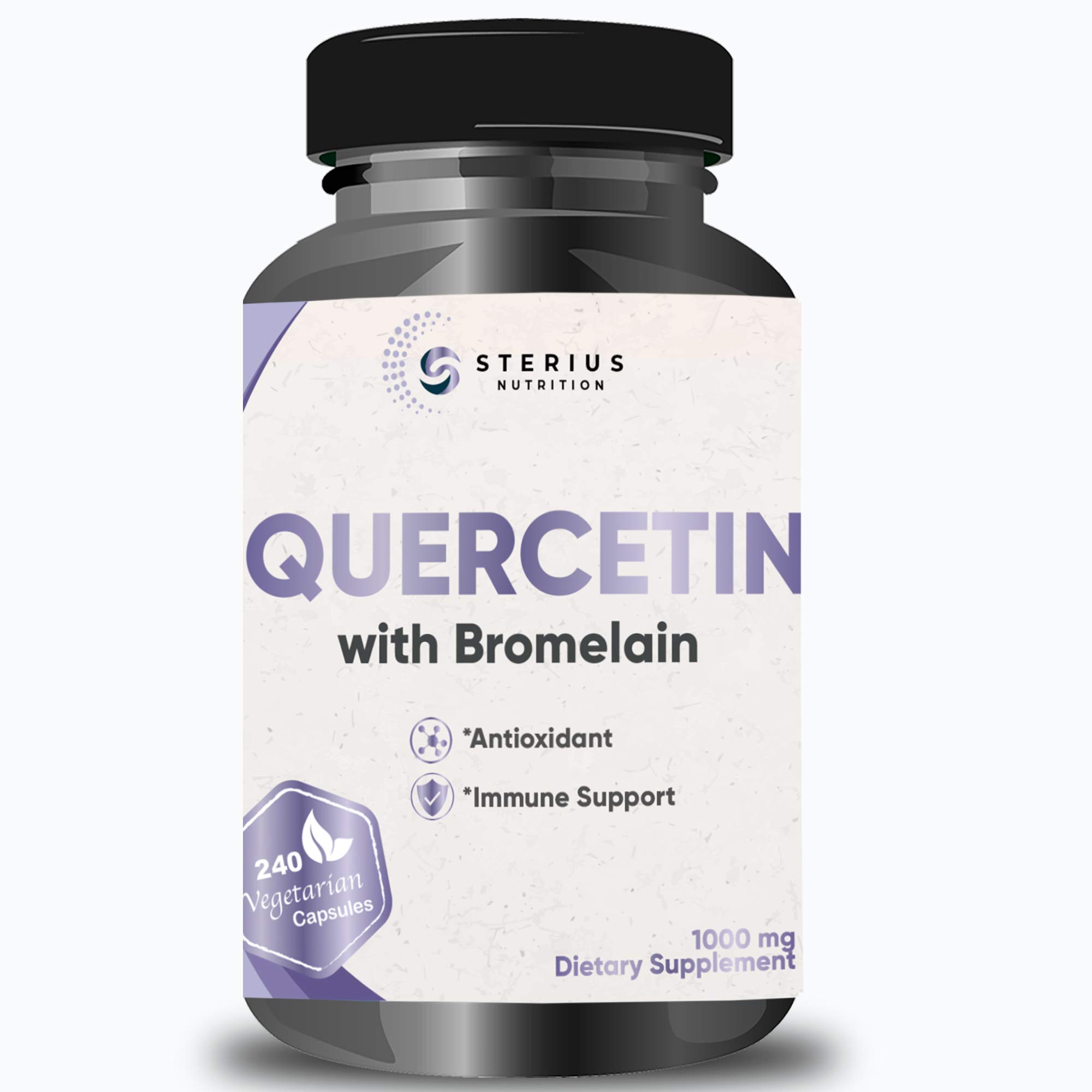 Quercetin with Bromelain 1000mg per Serving, 120 Veg Capsules, Potent Antioxidant & Anti-inflammatory Properties, Powerful Immune Support Supplement for Cardiovascular & Joint Health