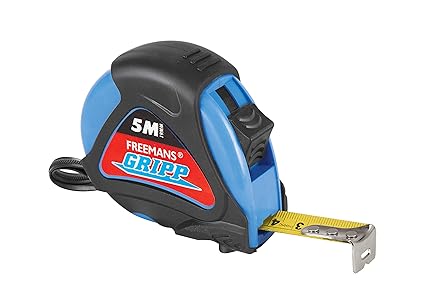 FREEMANS GRIPP 5m:19mm Steel Inchi Measuring Tape (Blue) with Click Action Front Lock and Belt Clip